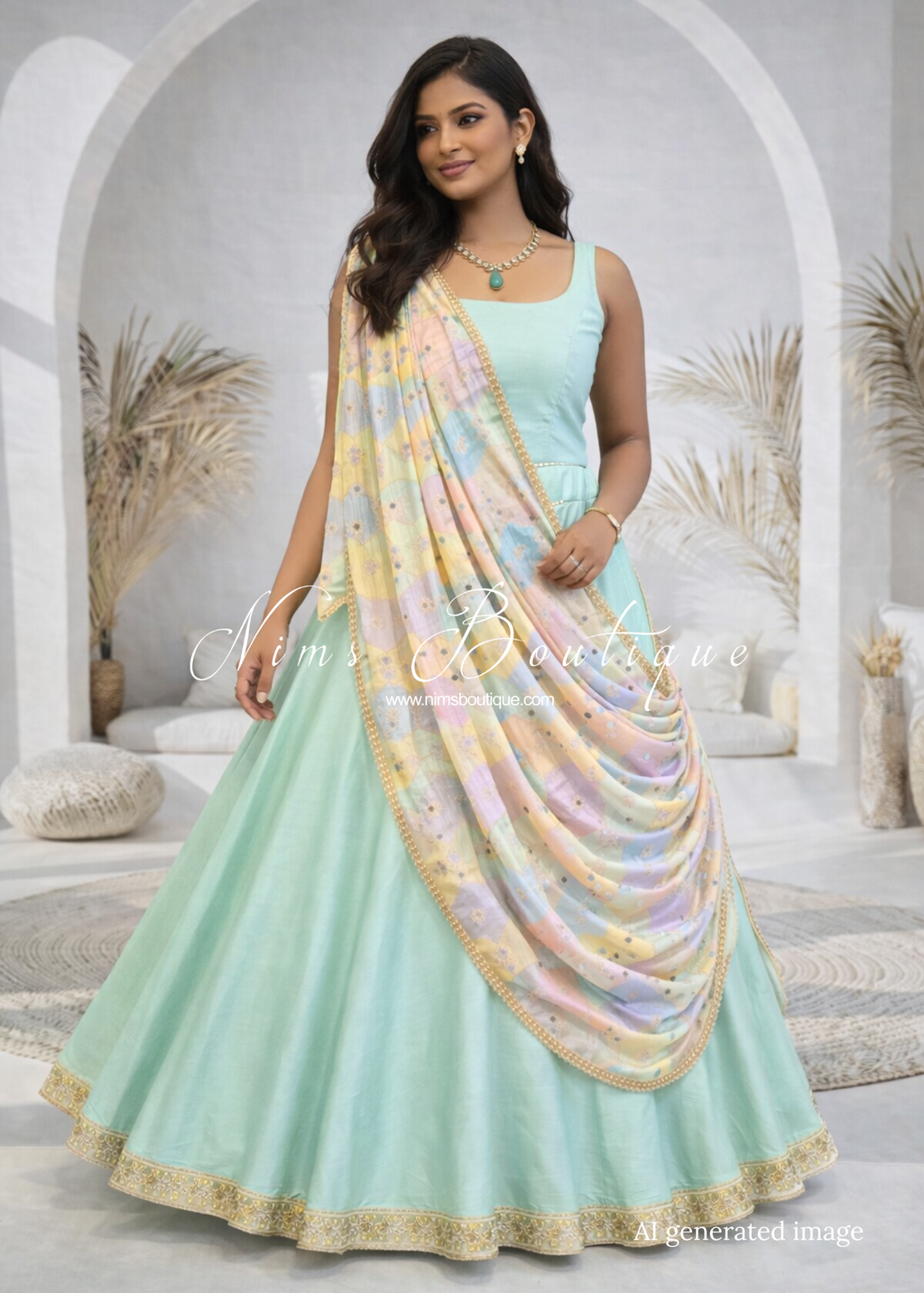 Sitara Luxury Pastel Multicolour Mirror Dupatta/Chunni