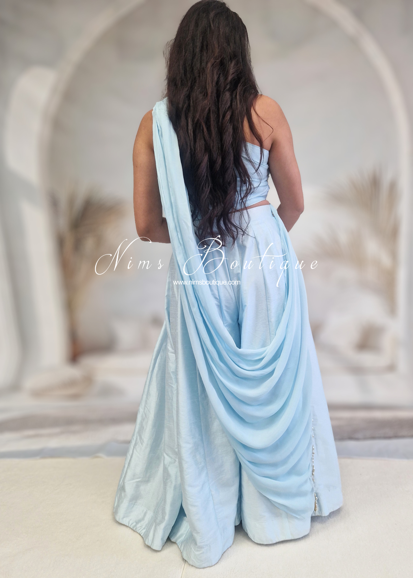 Arya Powder Blue Flared Trousers (sizes 4-14)