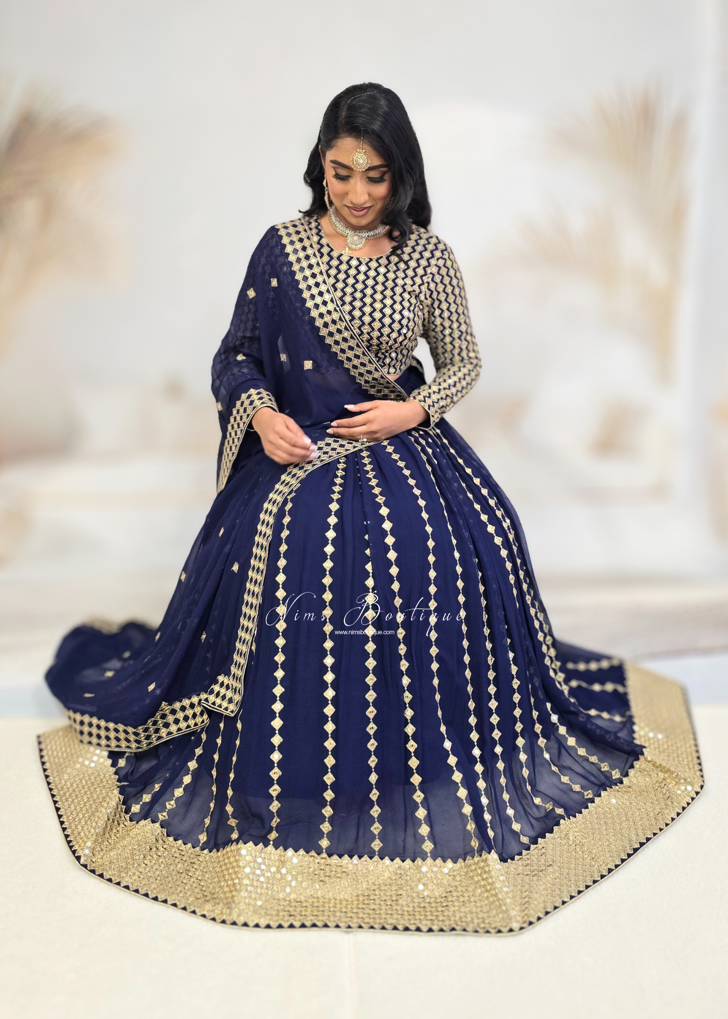 Karina Luxury Navy & Gold Lehnga (sizes 6-14)
