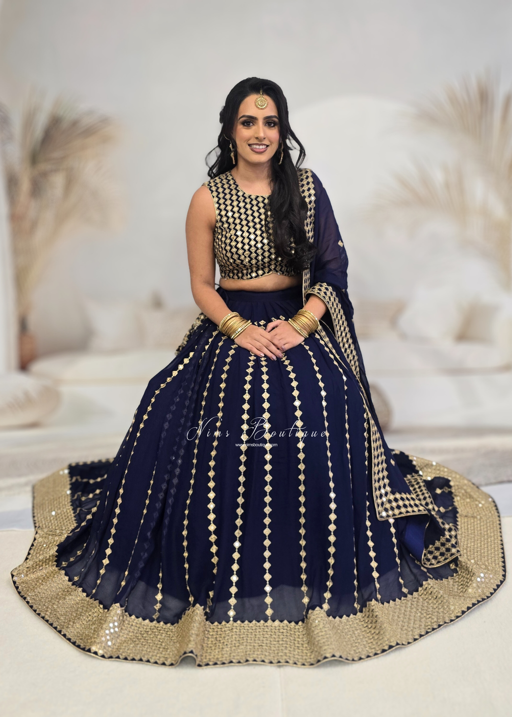 Karina Luxury Sleeveless Navy & Gold Lehnga (sizes 8-14)