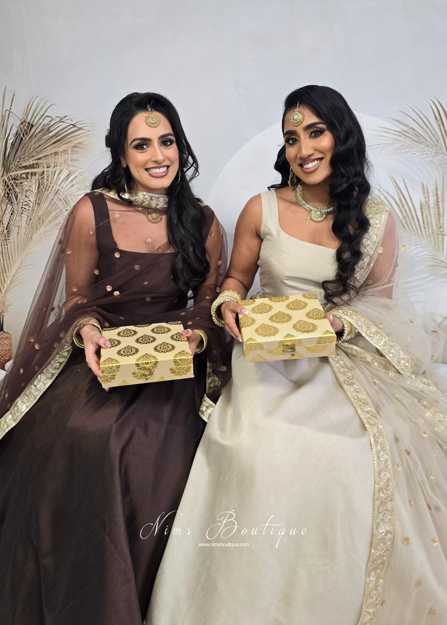 Cream Brocade Silk Square Jewellery Gift Box