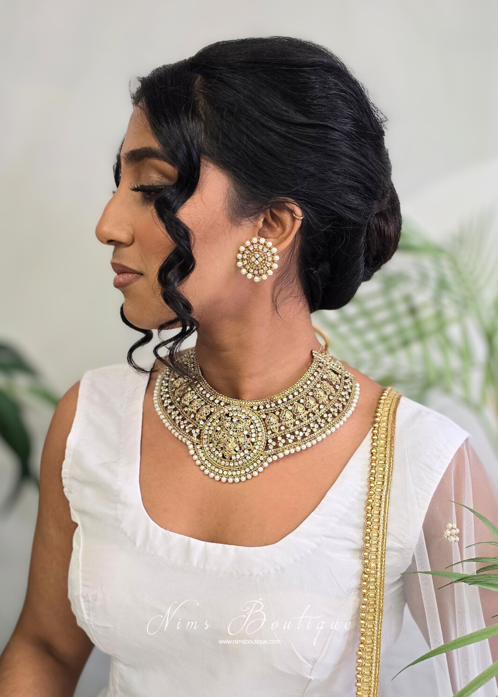 Madhubala Antique Gold & Pearl Statement necklace