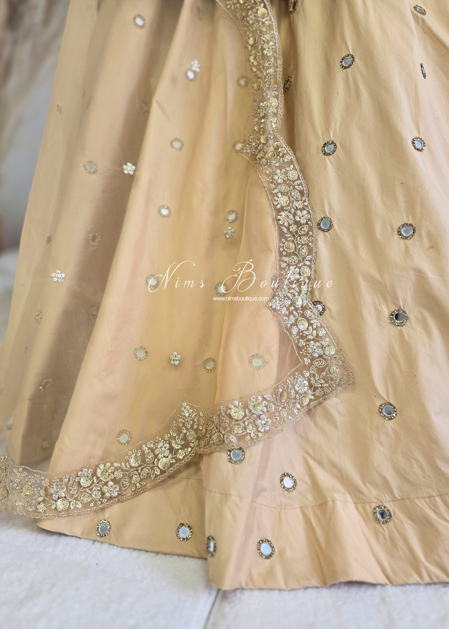 Luxury Gold Net Sequin Scallop Edge Dupatta/Chunni (SE4)