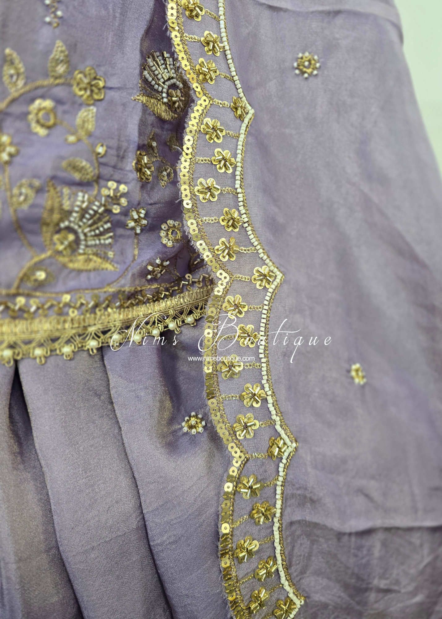 Unstitched Lilac Embroidered Sharara Suit