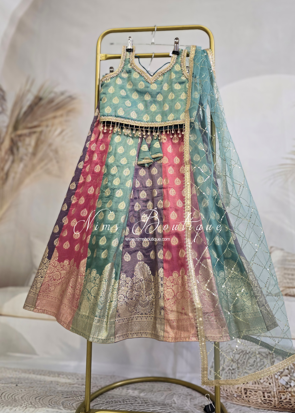 Luxury Lilac Multicolour Kids Lehnga