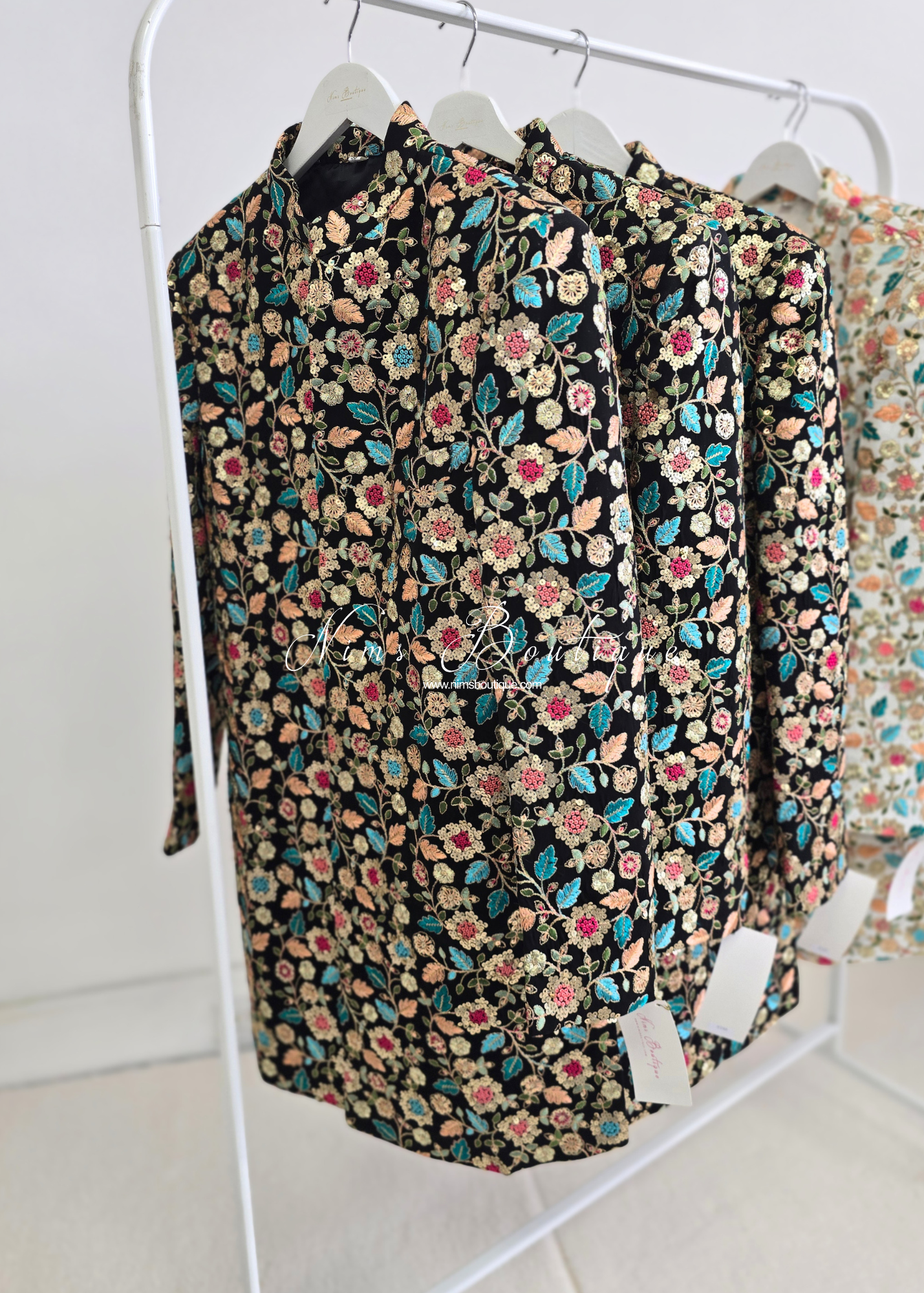 Luxury Black Embroidered Mens Sherwani Jacket