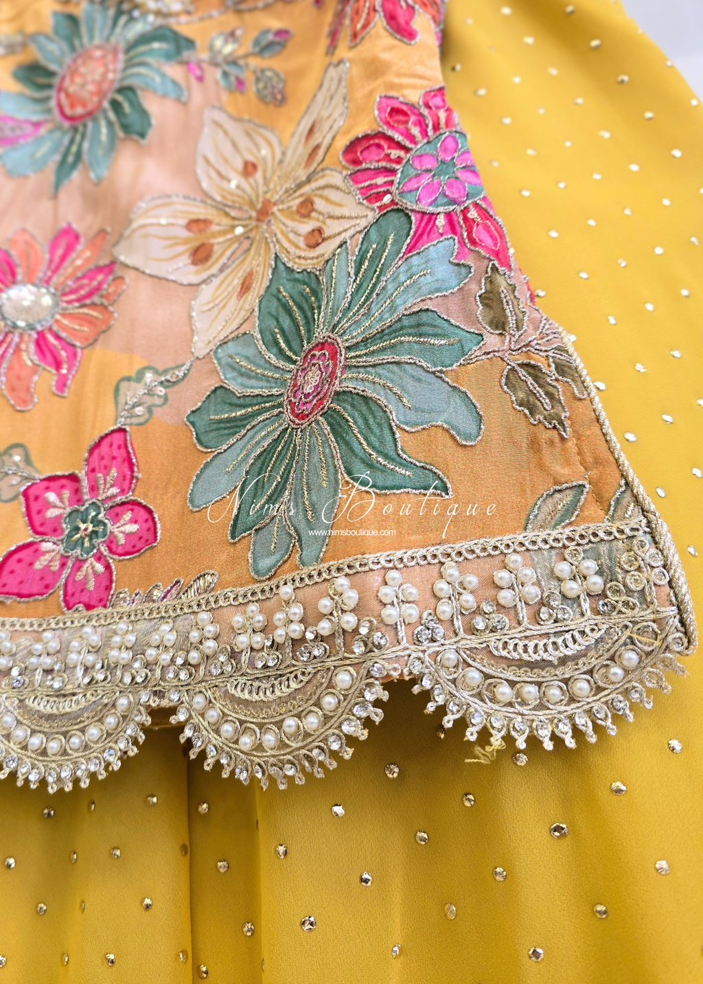 Mustard Floral Kids Lehnga