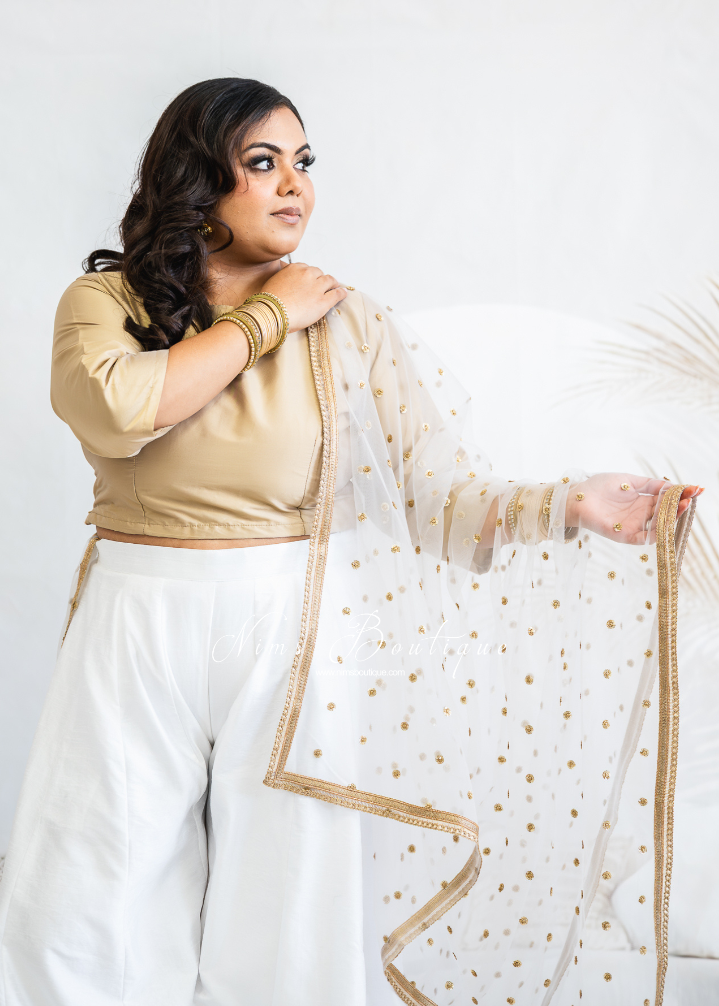 Gold Silk High Neck Blouse with sleeves (10-24)