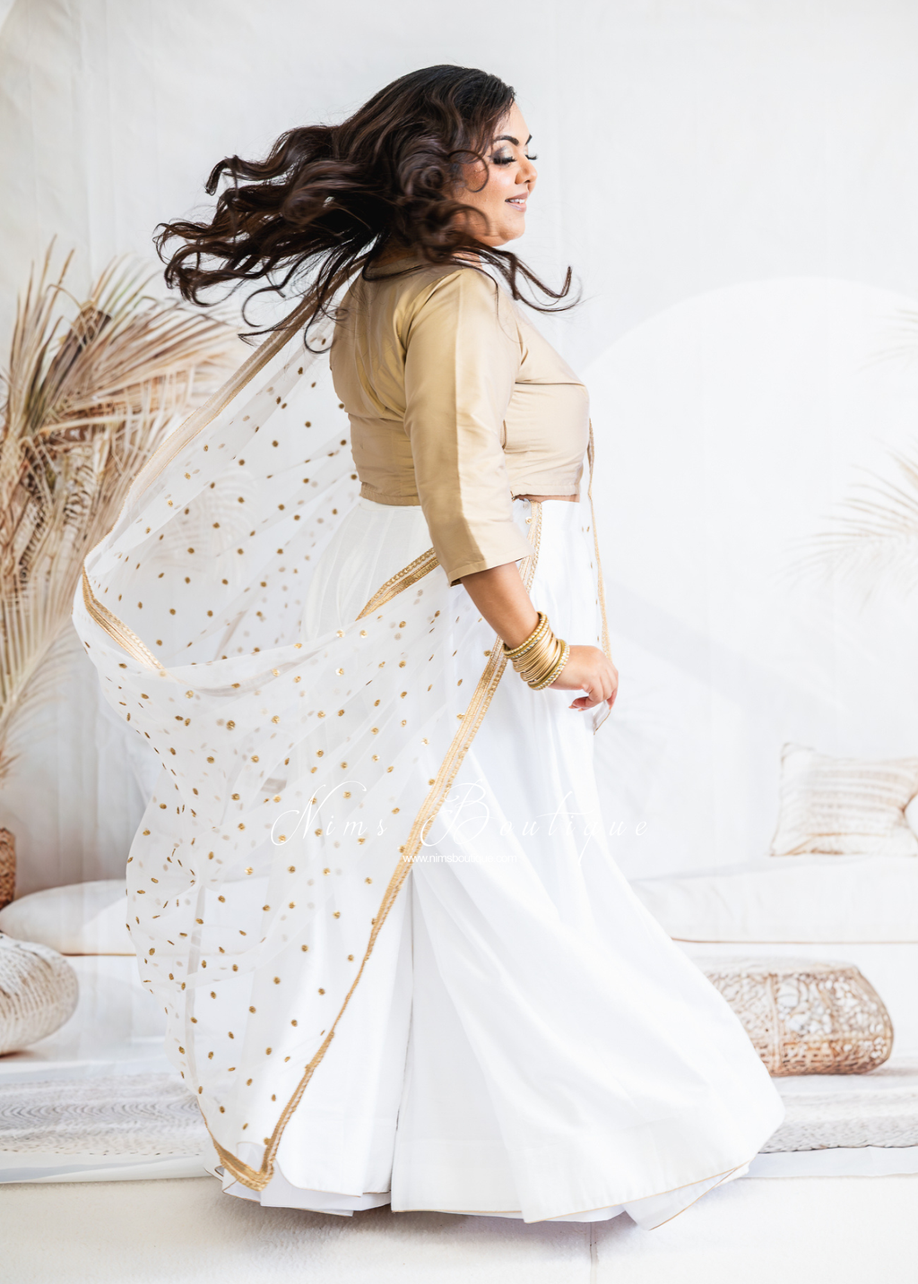 Gold Silk High Neck Blouse with sleeves (10-24)