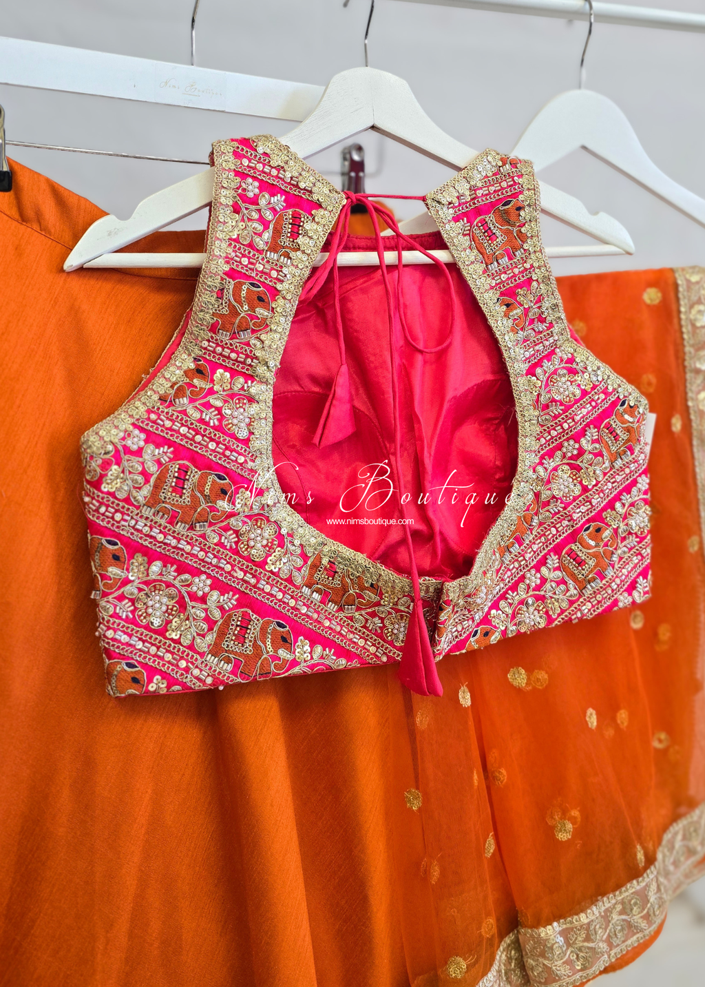 Serena Luxury Elephant Embroidered Pink Blouse (one size)