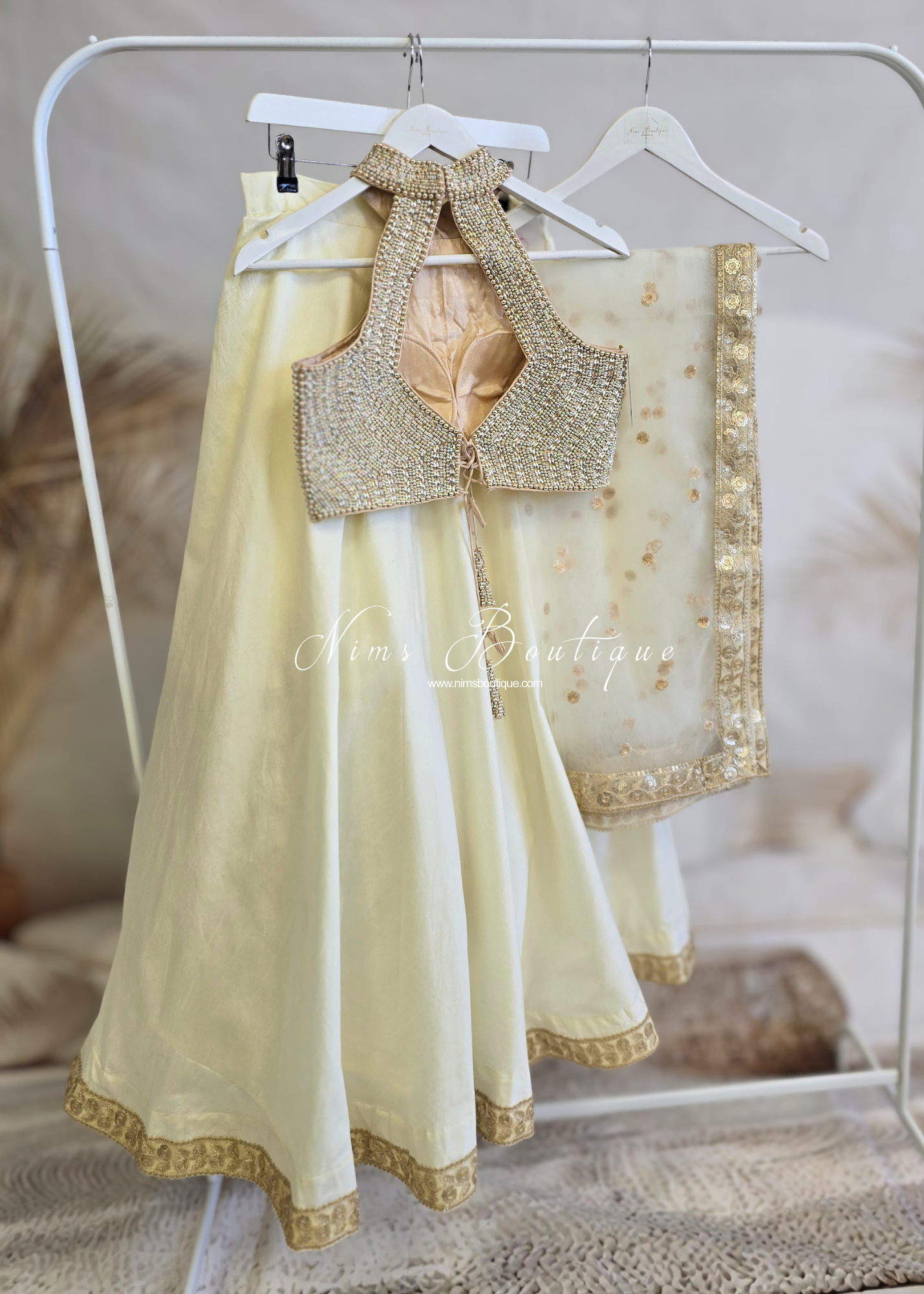 Saloni Readymade Cream Raw Silk skirt/lehnga (sizes 4-20)