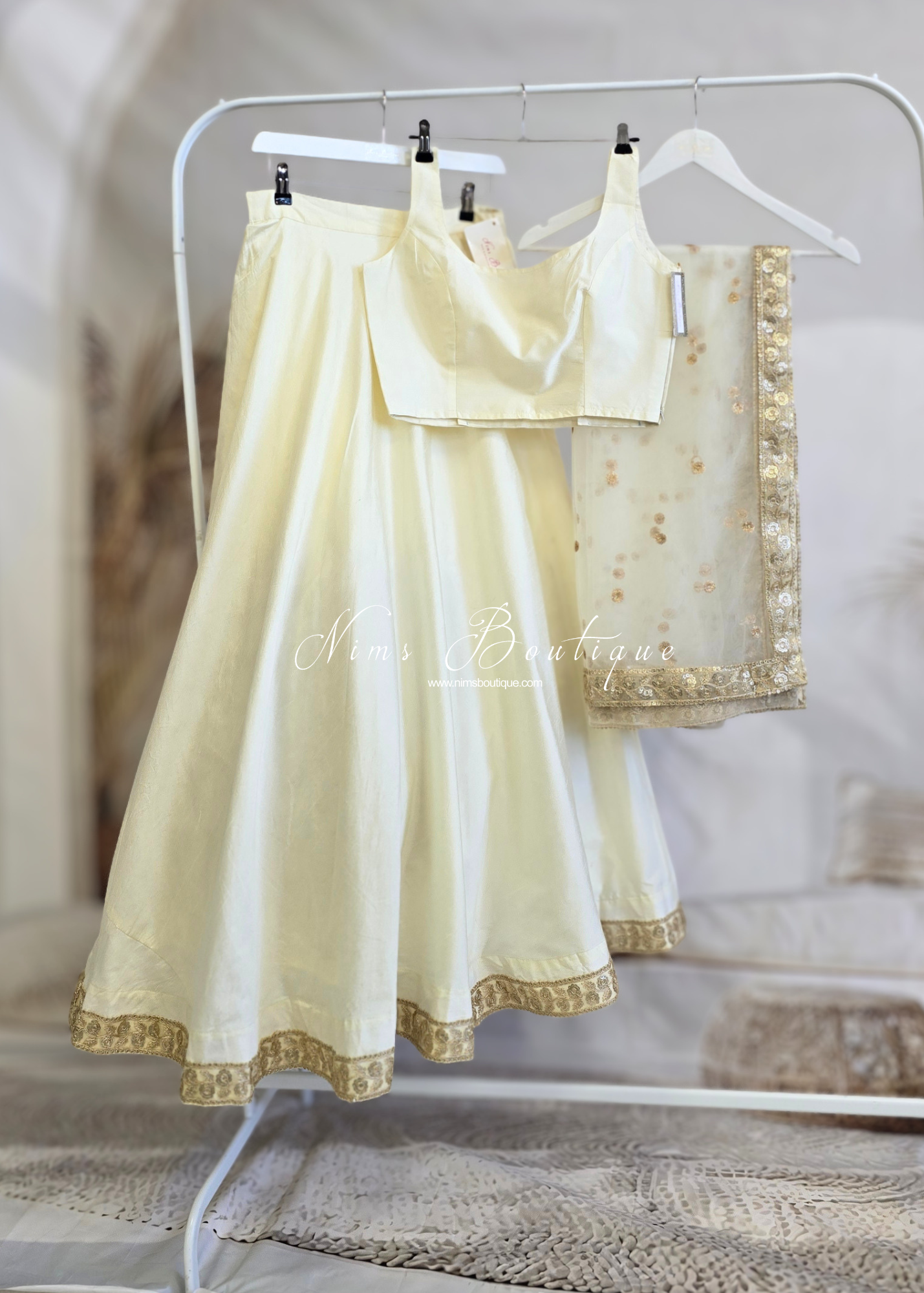 Saloni Readymade Cream Raw Silk skirt/lehnga (sizes 4-20)