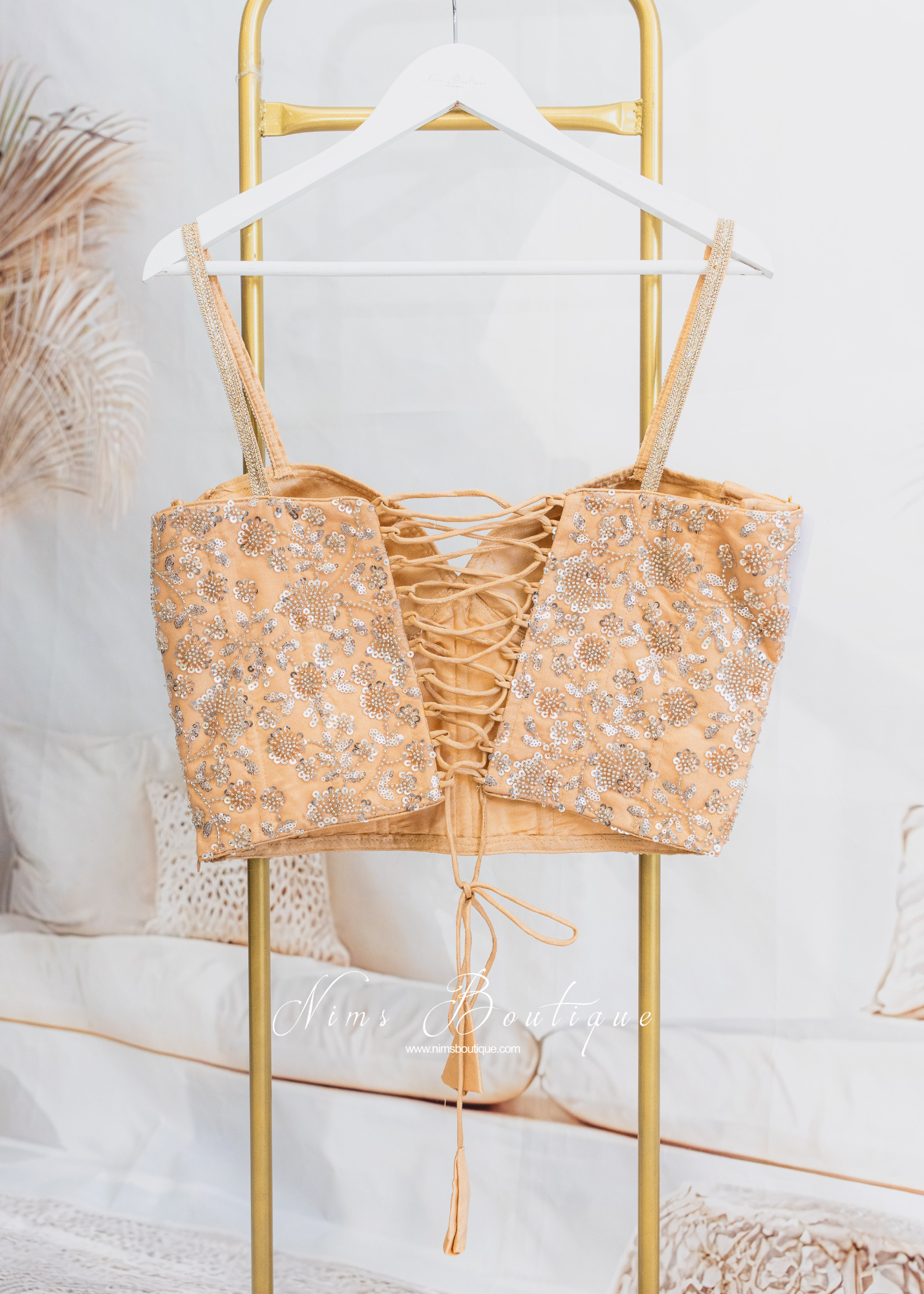 Luna Luxury Gold Sequin Corset Blouse (one size)