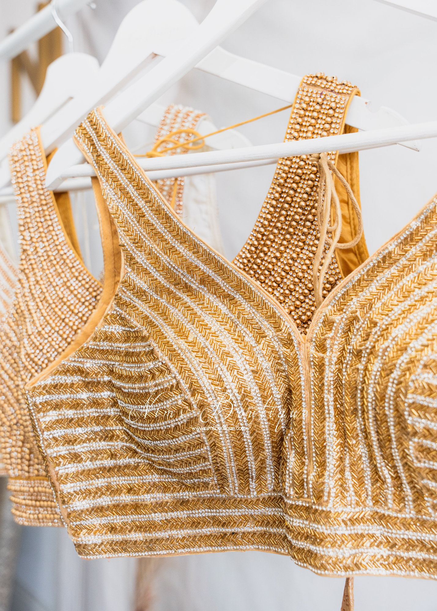 Isla NB Luxury Gold & Diamonte Bead Blouse (one size)