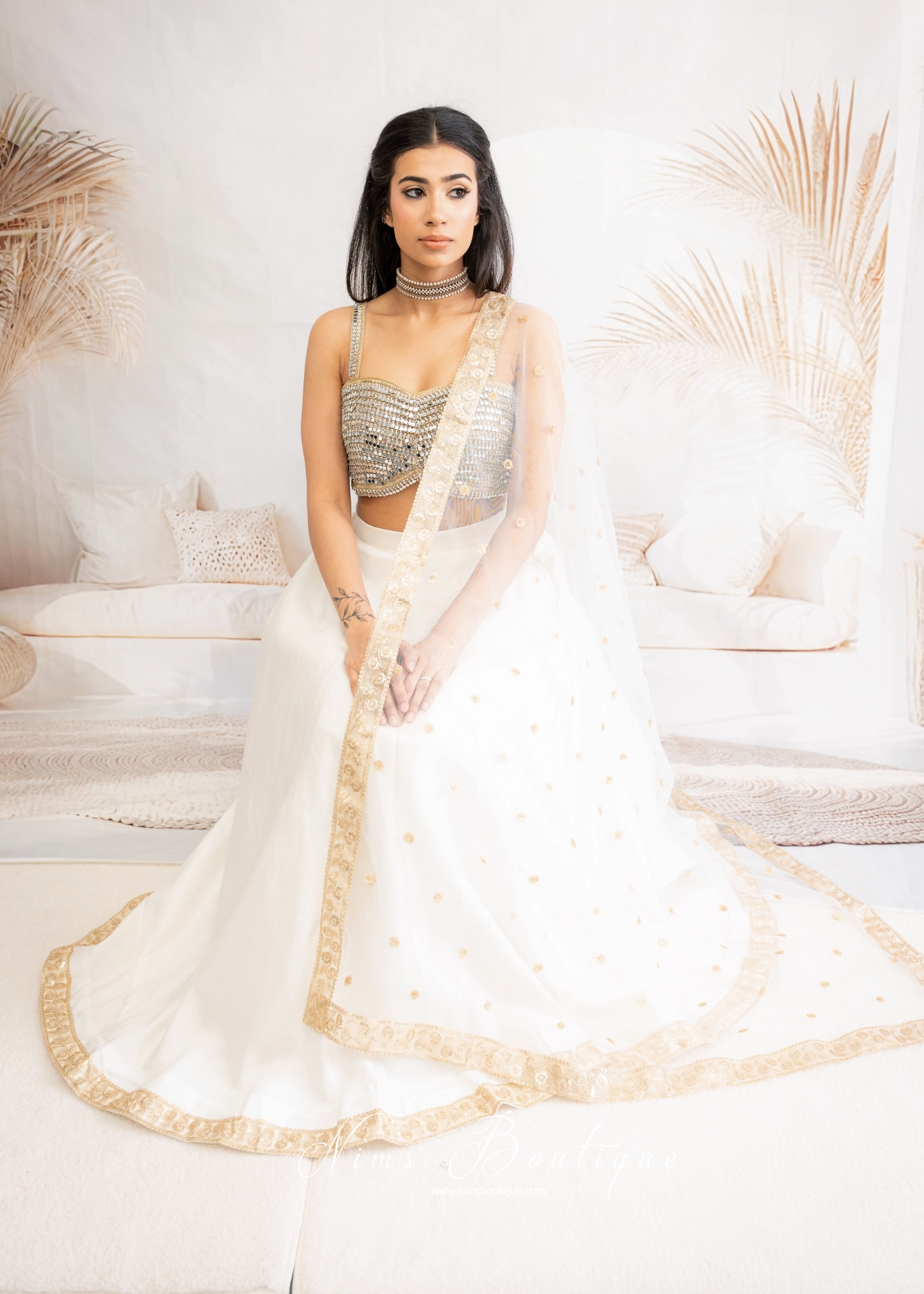 Saloni Ivory Sequin Dupatta/Chunni