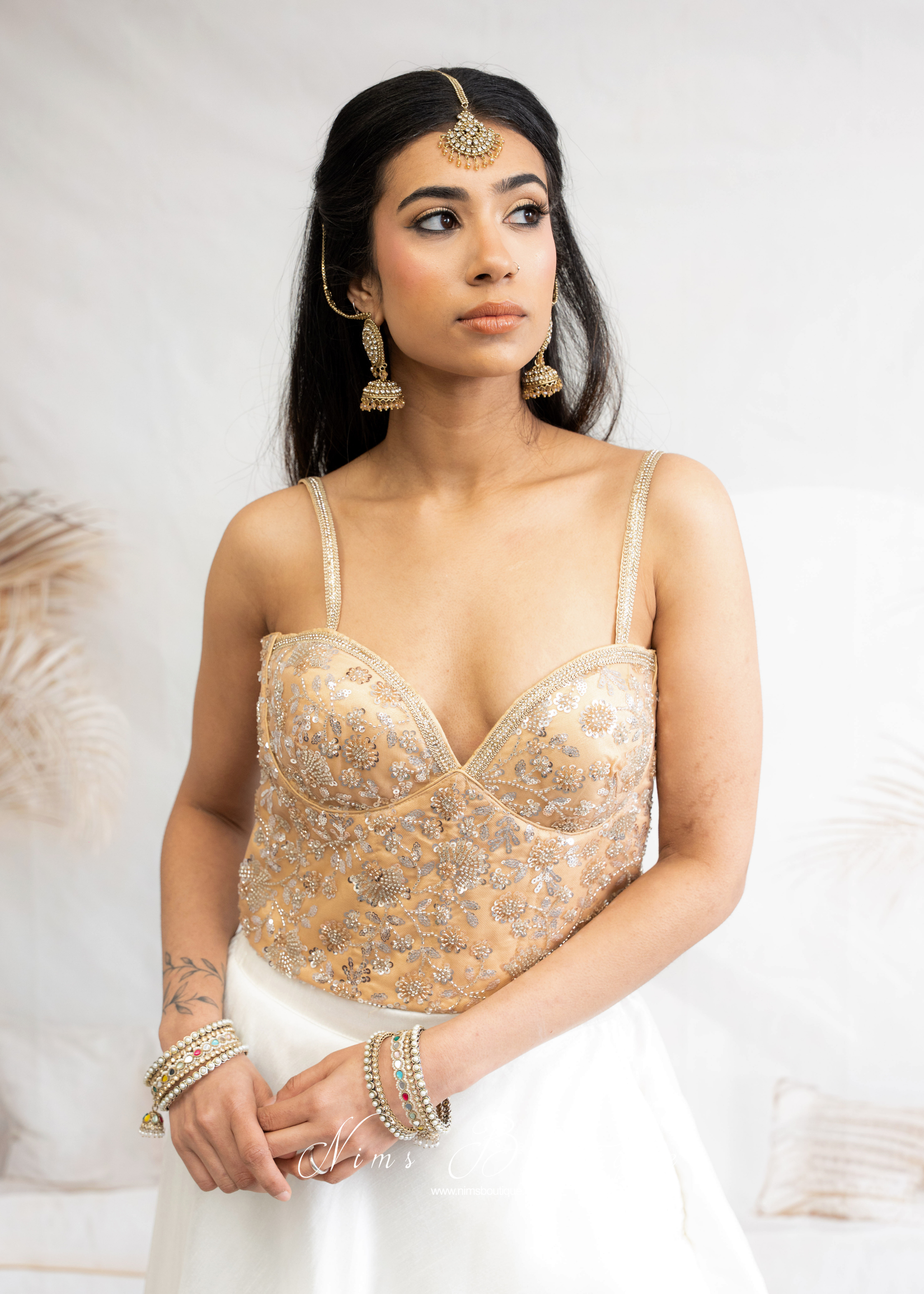 Luna Luxury Gold Sequin Corset Blouse (one size)