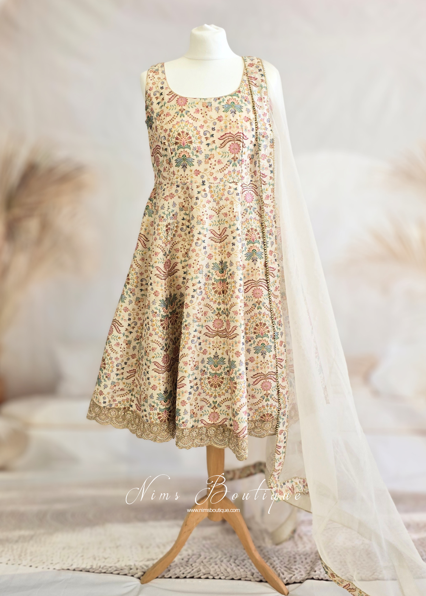 Mia Cream & Pastels Frock Pajami Suit (sizes 4-16)