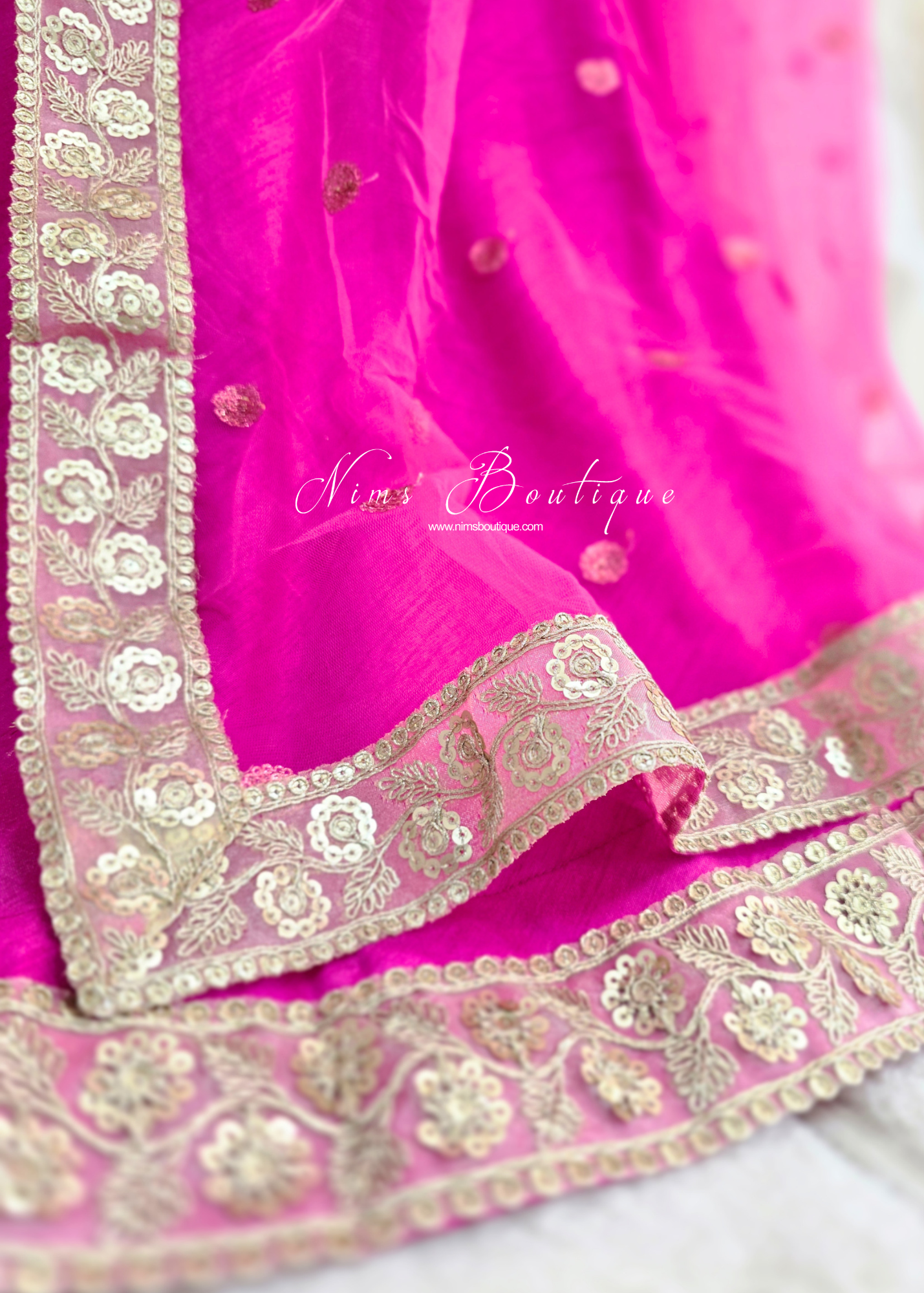Saloni Hot Pink Sequin Dupatta/Chunni