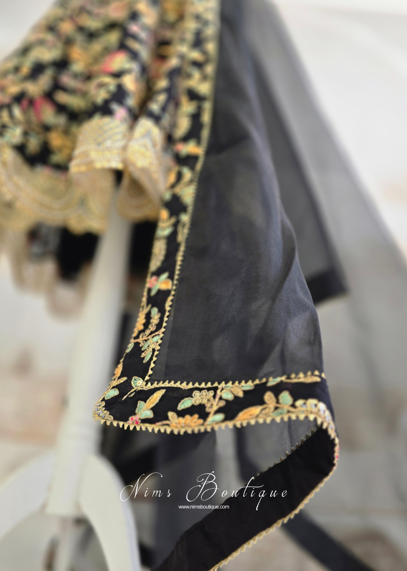 Amrita Luxury Black Multicolour Anarkali Suit with Pajami (size 4-16)