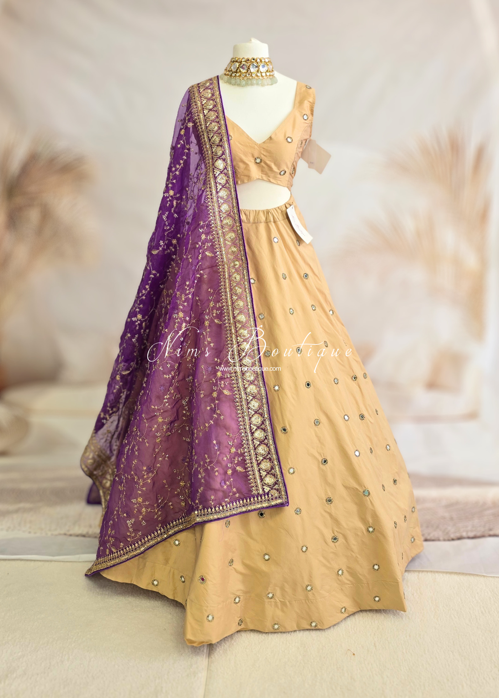 Mahi Luxury Purple Organza Embroidered Dupatta/Chunni