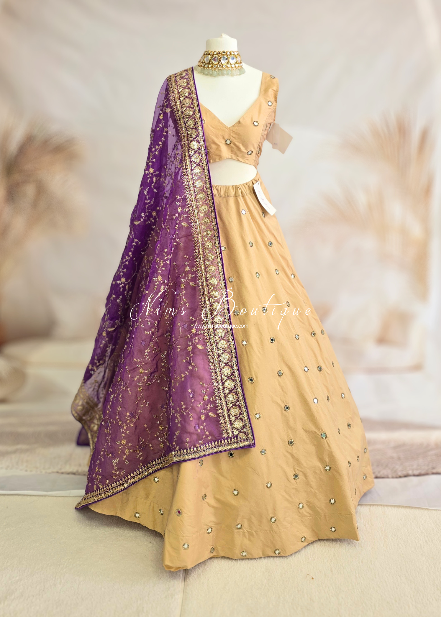 Mahi Luxury Purple Organza Embroidered Dupatta/Chunni