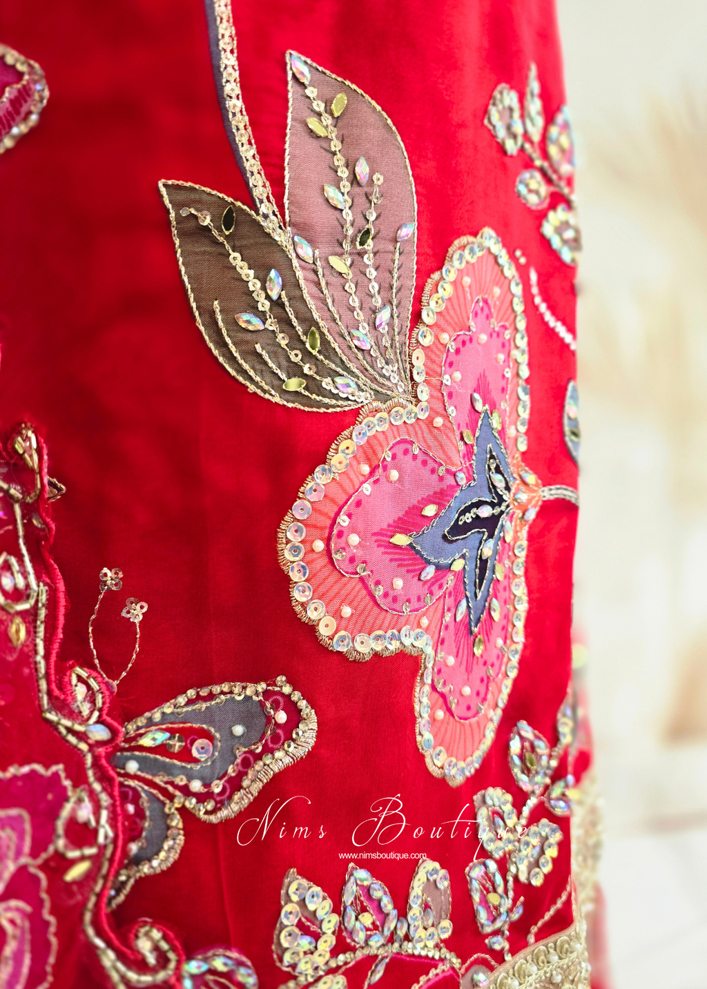 Luxury Red Embellished Gharara Suit (size 10-12)