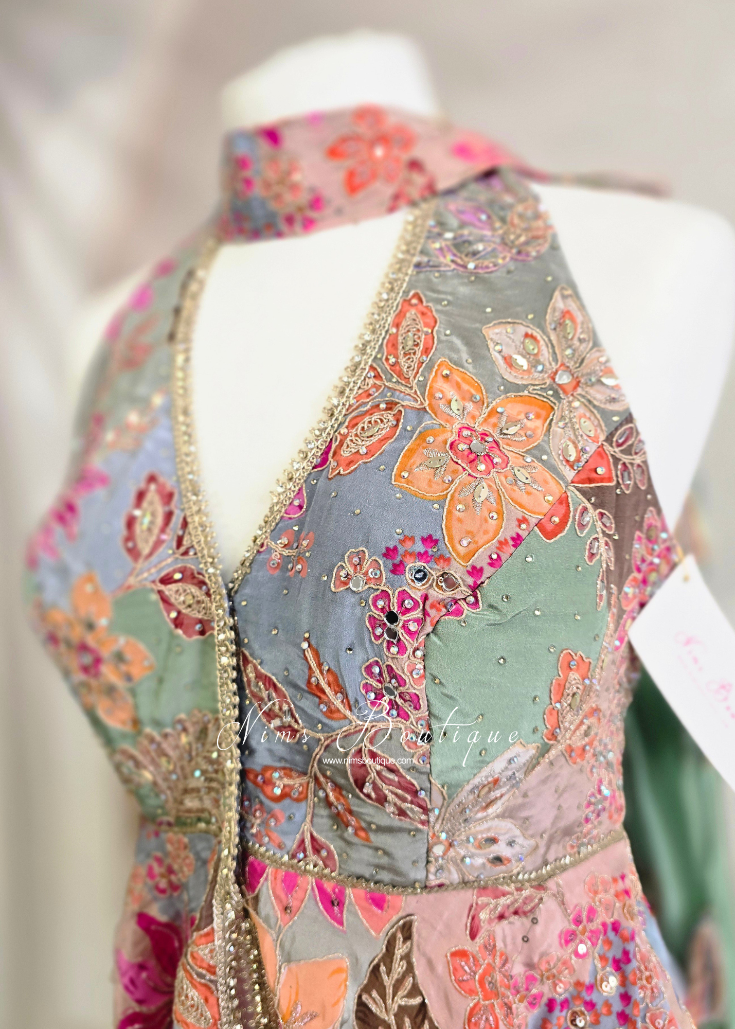 Luxury Halterneck Embellished Gharara Suit (size 12)