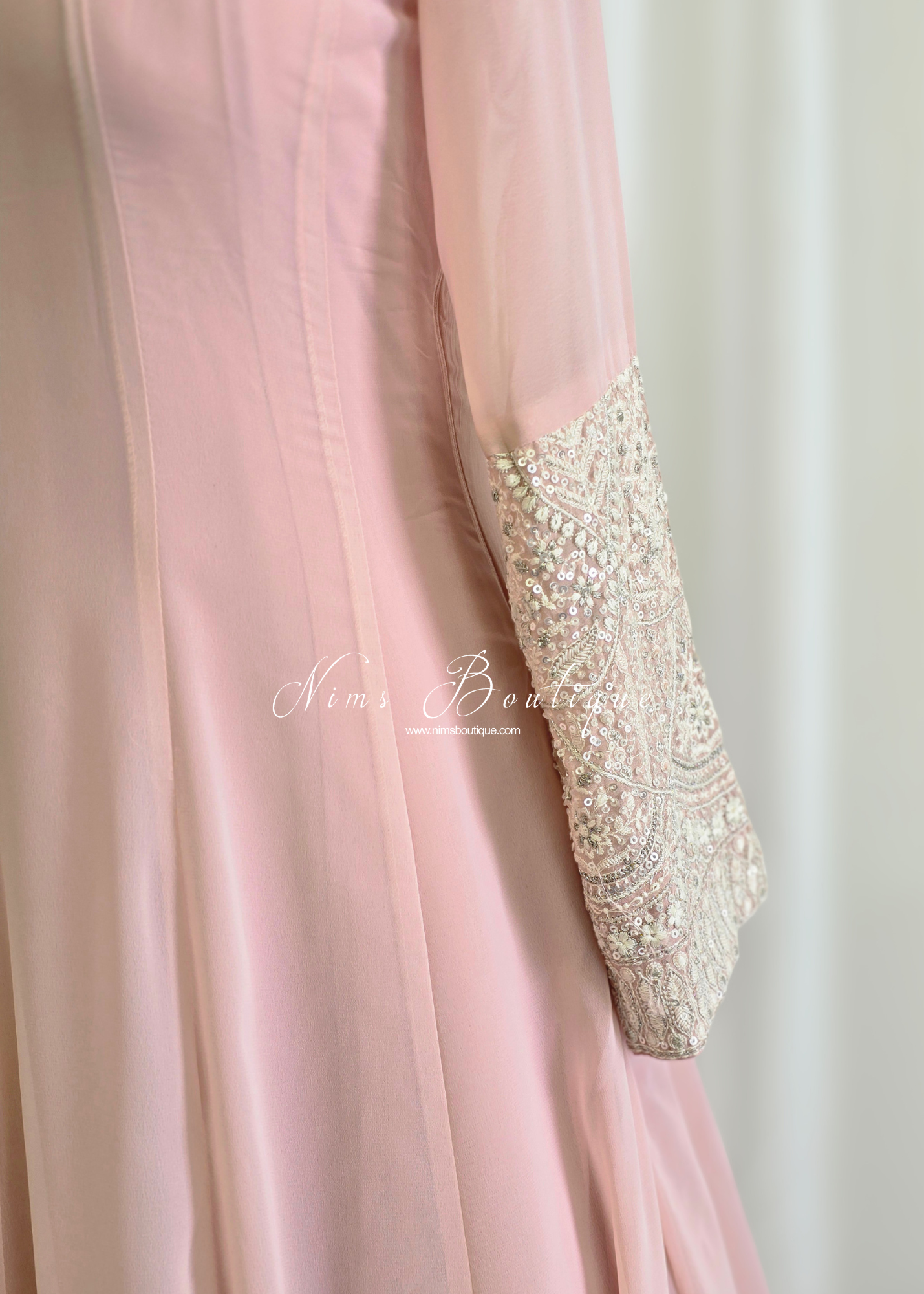Pastel Long Embroidered Gown (size 10-12)