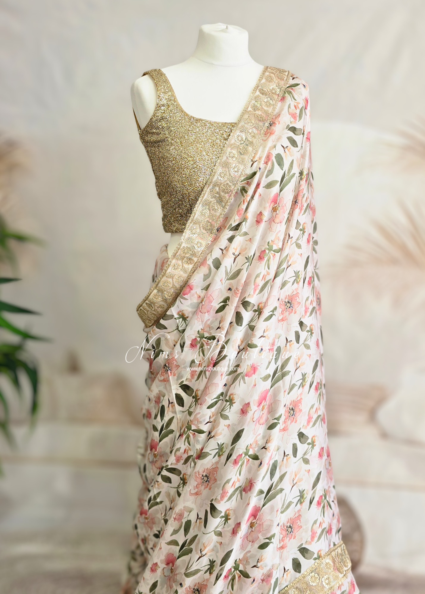 Olivia Satin Floral Organza Saree