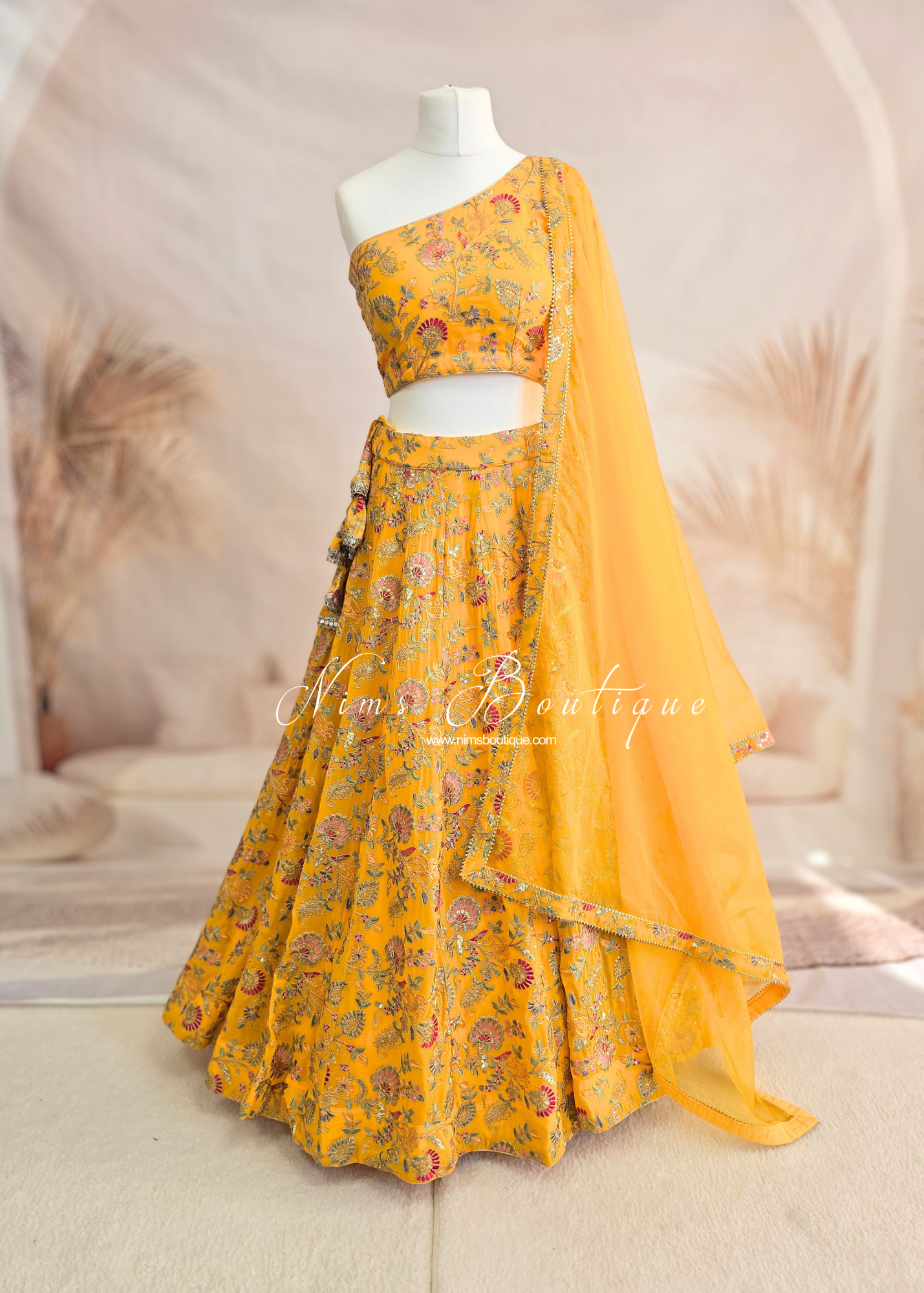 Amrita Yellow Multicolour One Shoulder Lehnga (sizes 6-18)