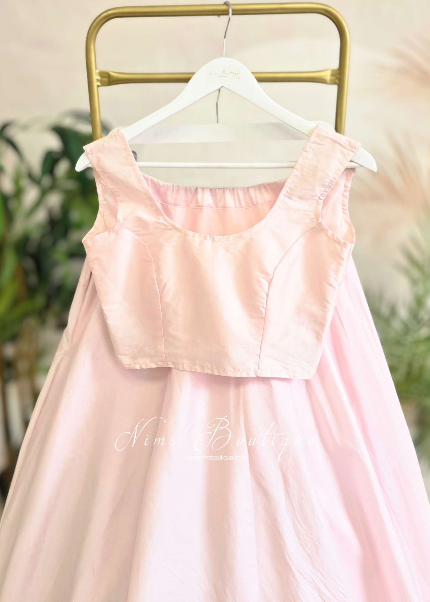 Sleeveless Light Blush Silk Blouse (4-26)