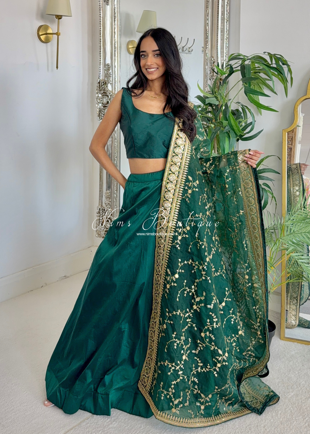 Readymade Dark Green Silk skirt/lehnga (sizes 4-20)