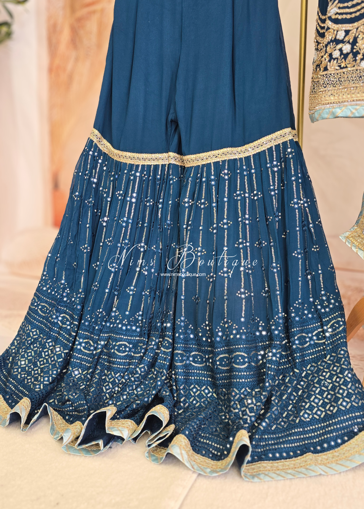 Dark Teal & Light Blue Gharara Suit (size 10-12)