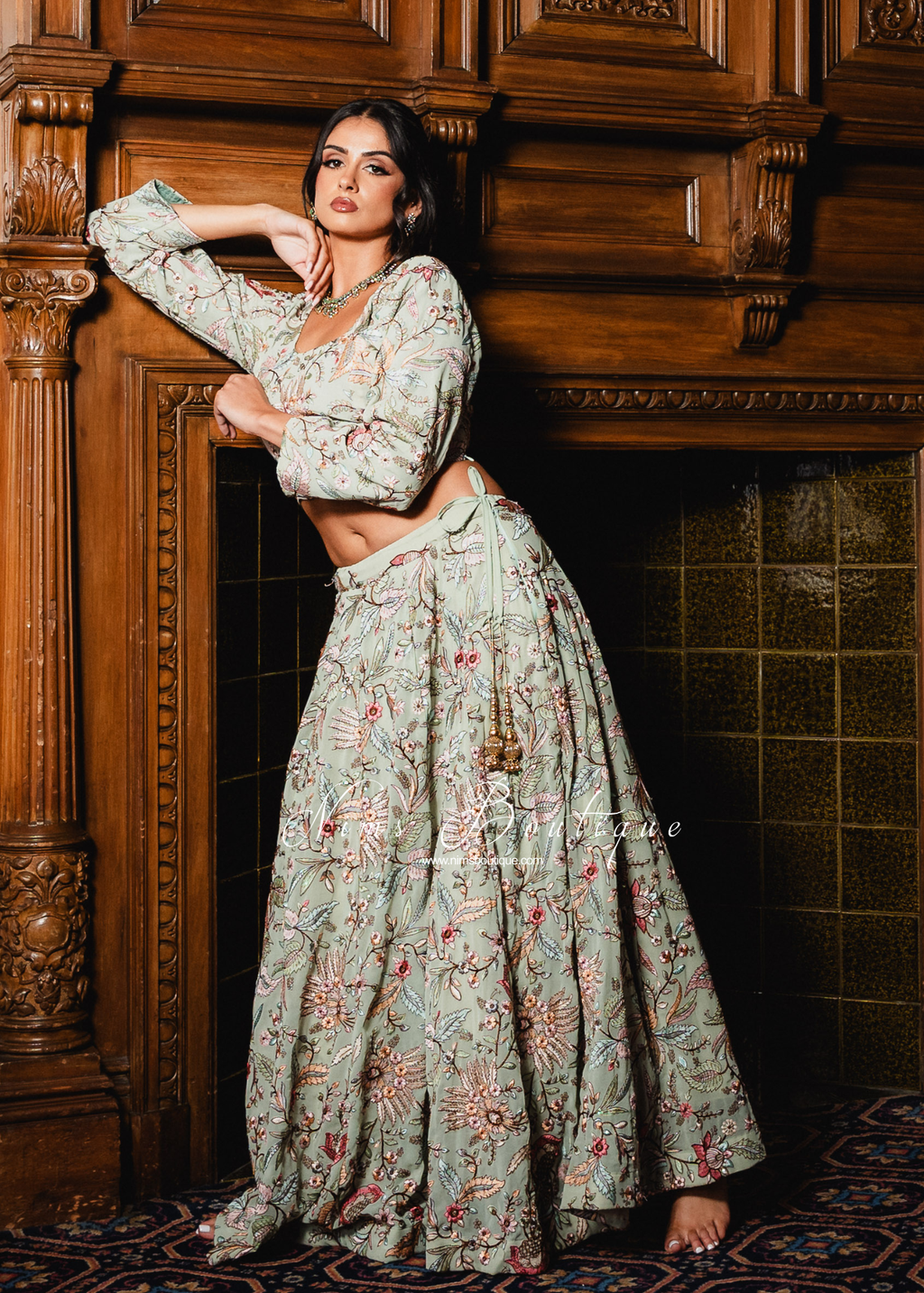 Luxury Sarika Pistachio Green Long Sleeve Blouse (size 10-26)