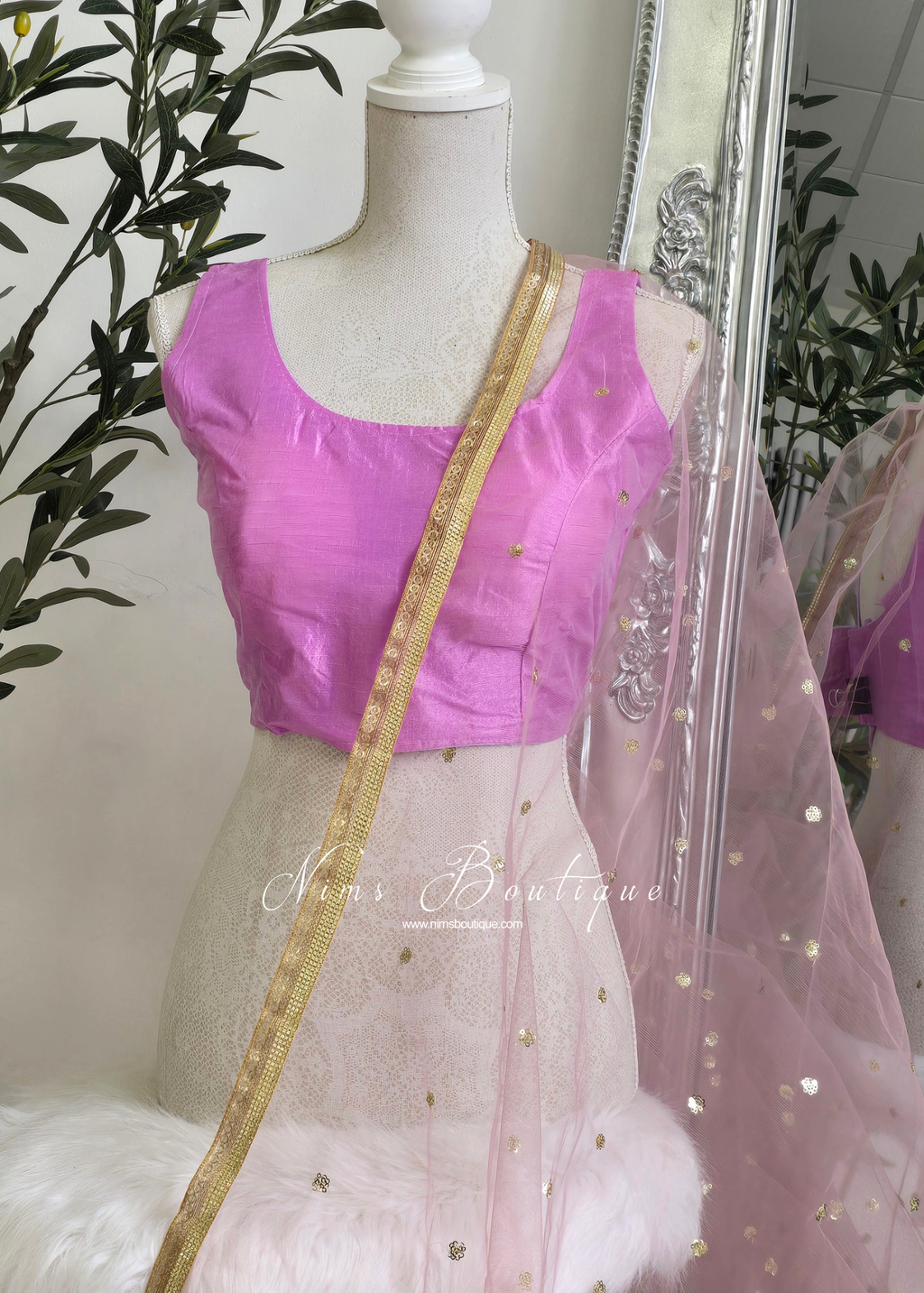 NB Dusky Lilac/Mauve Net Sequin Dupatta/Chunni