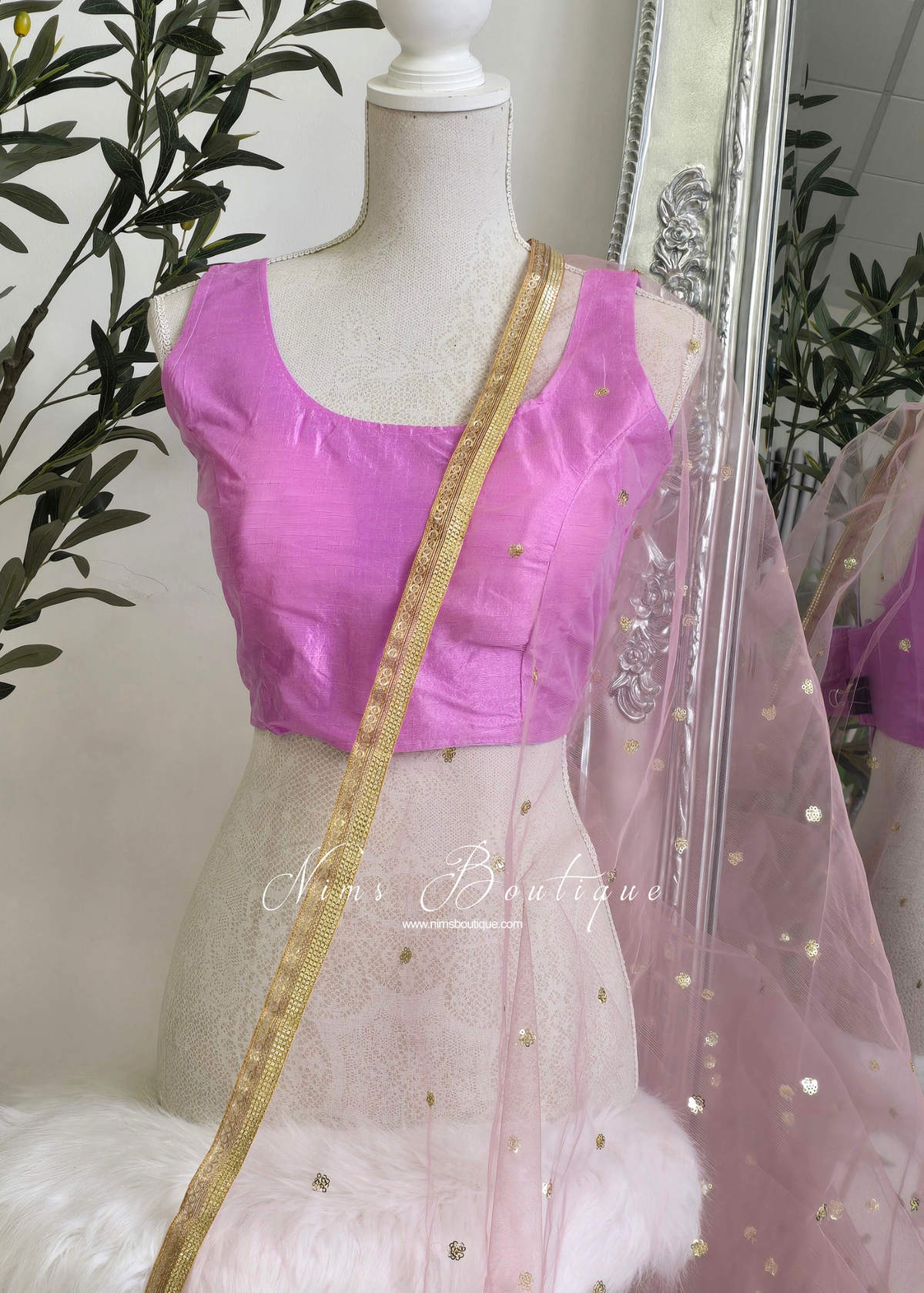 NB Dusky Lilac/Mauve Net Sequin Dupatta/Chunni