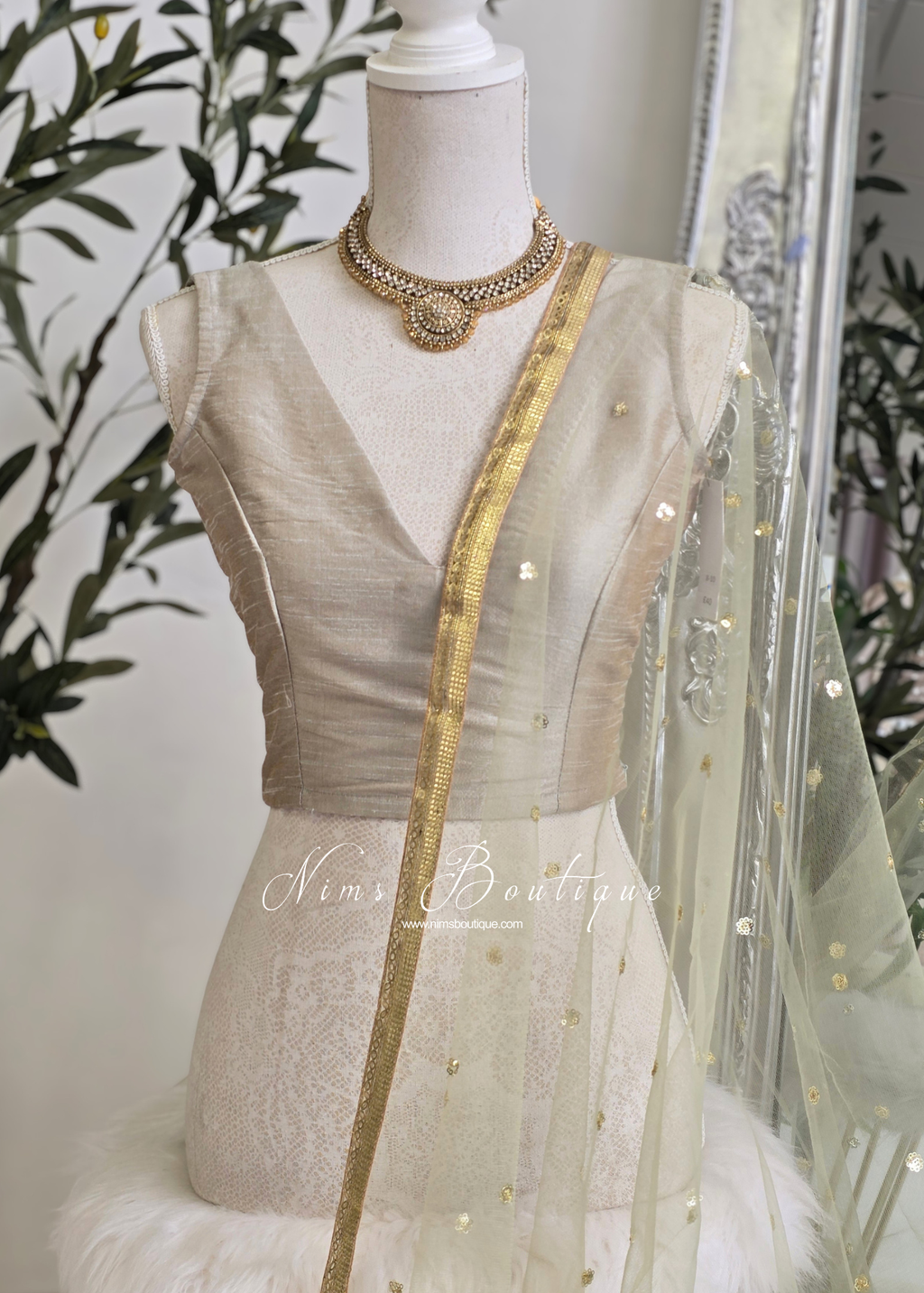NB Sage Net Sequin Dupatta/Chunni