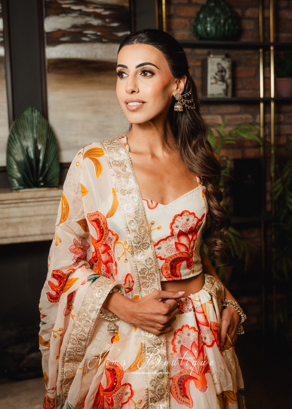 Evelina Ivory & Orange Floral Strap Blouse (sizes 6-12)