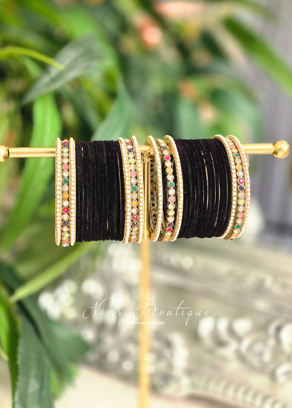 Neha Black Velvet & Multicolour Set of Bangles