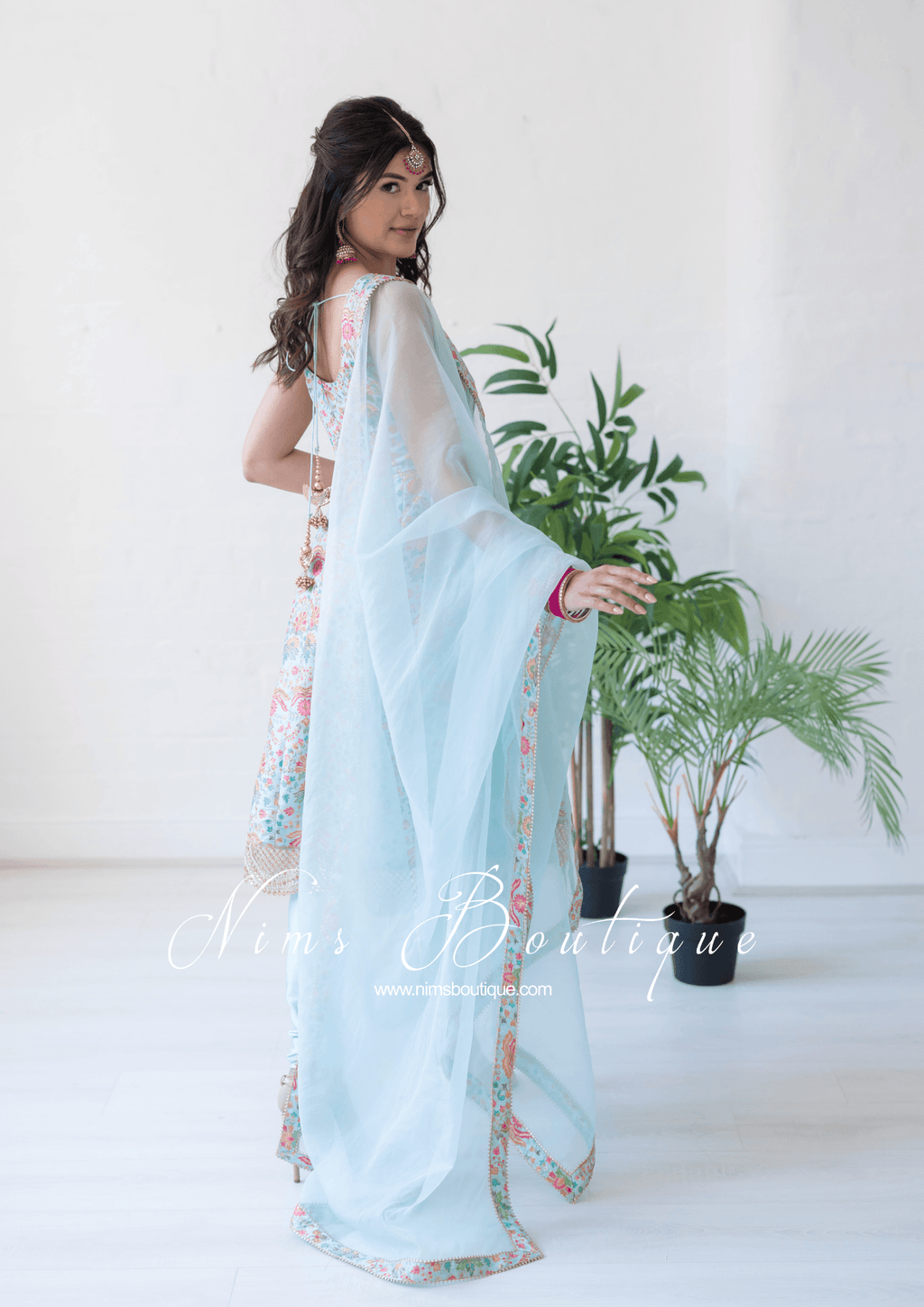 Nims Boutique Mia Blue & Multicolour Frock Pajami Suit sizes 4-16