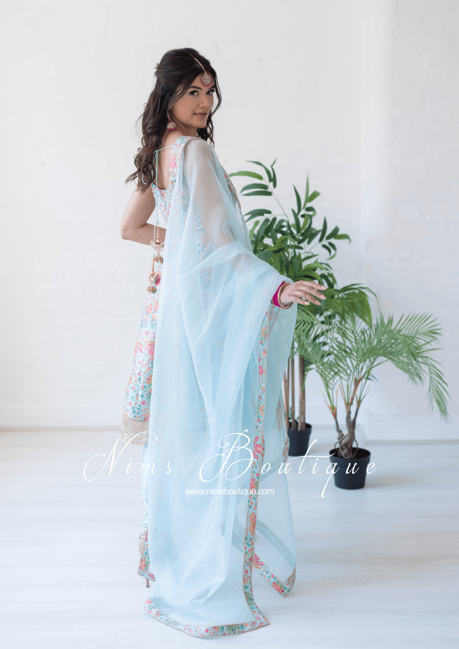 Nims Boutique Mia Blue & Multicolour Frock Pajami Suit sizes 4-16