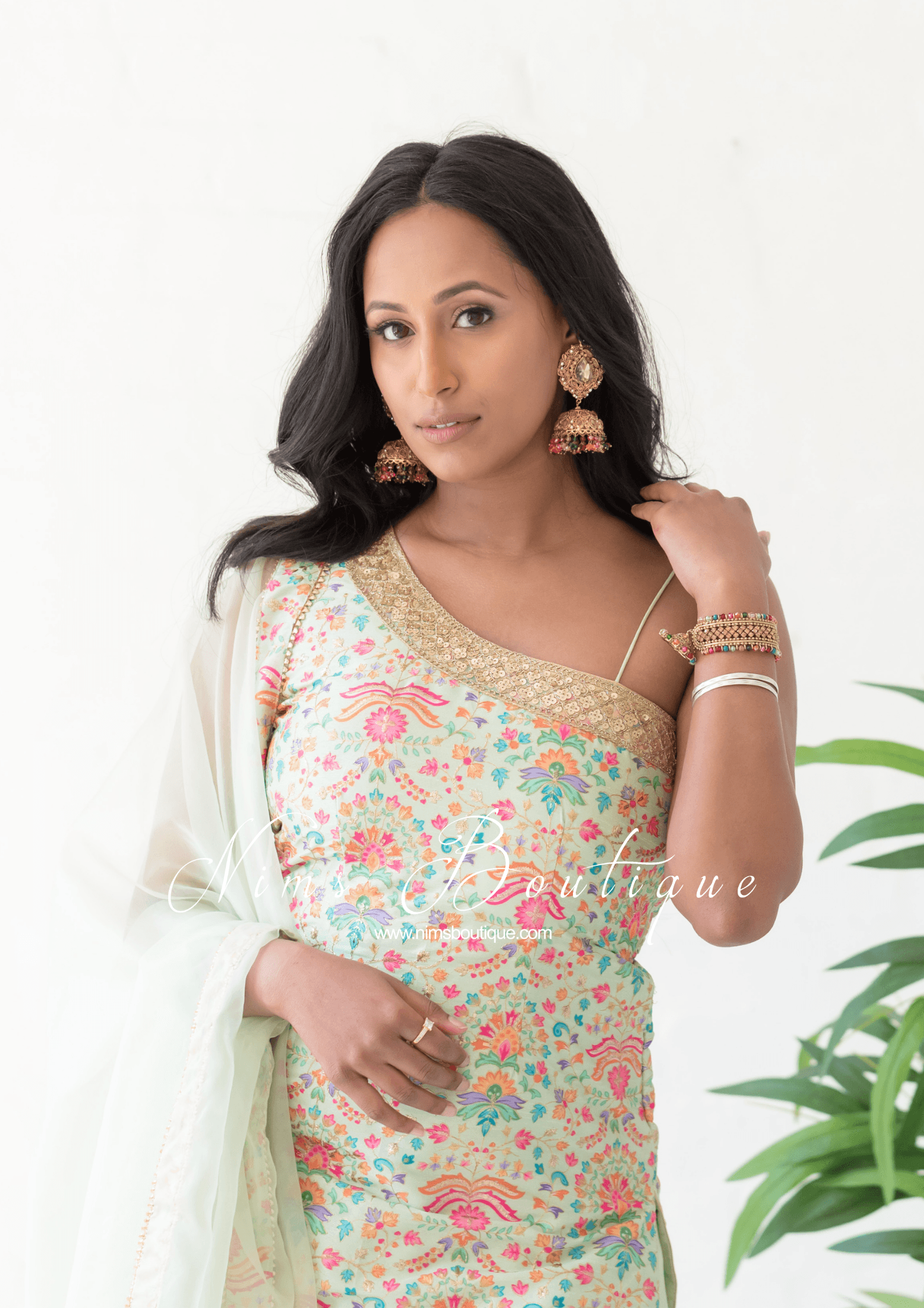 Nims Boutique One Shoulder Mia Mint Greens & Pinks Multicolour Pajami Suit sizes 4-16