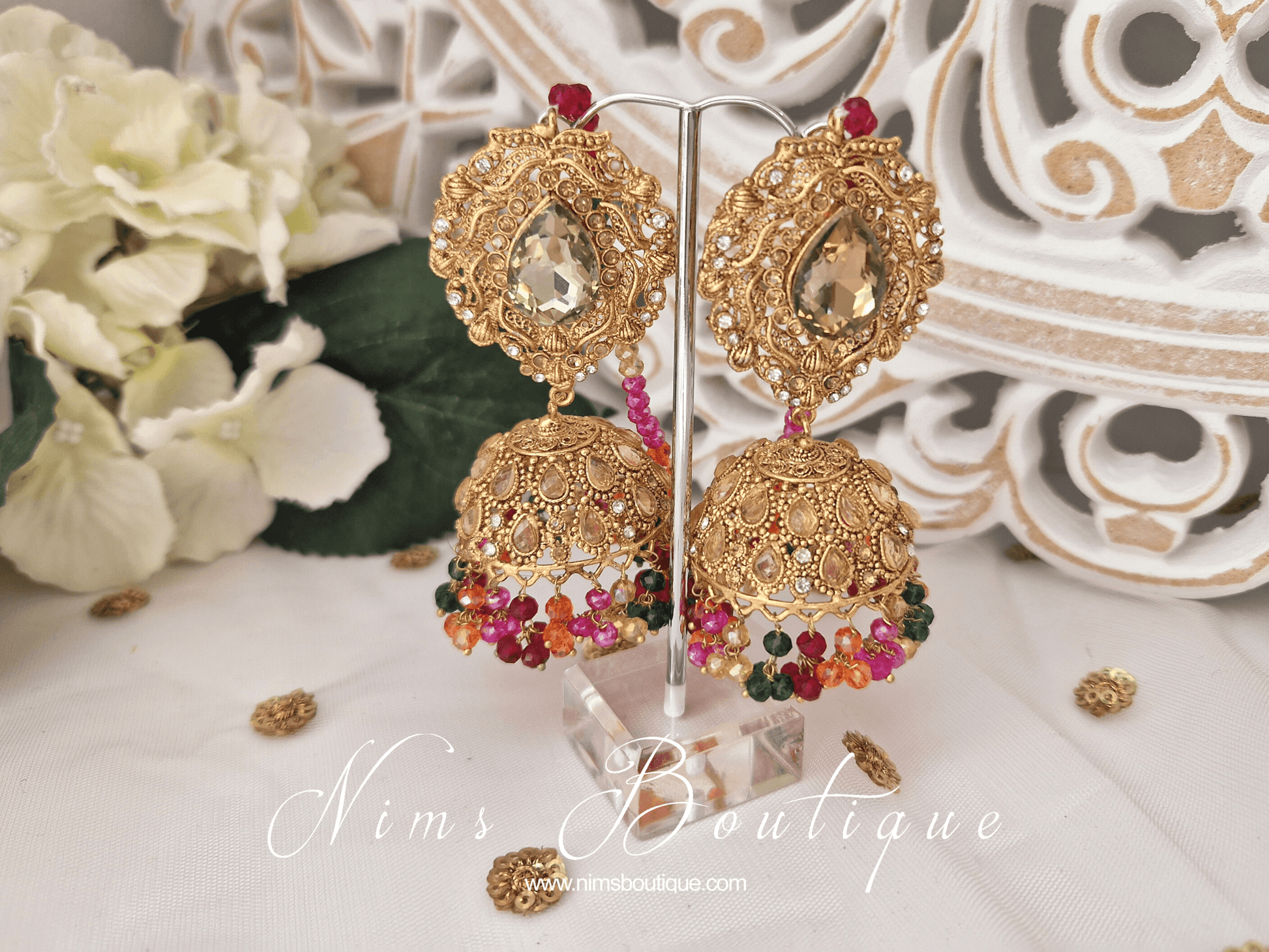 Nims Boutique Anjali Multicolour Chumke with earring chains