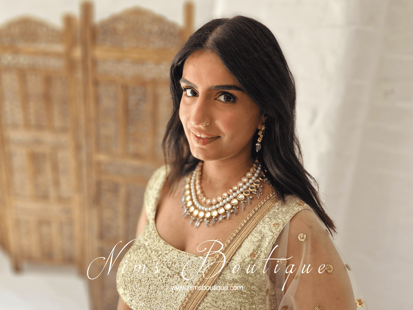 Myra Blossom Kundan Deep Lilac & Pink Haar Set
