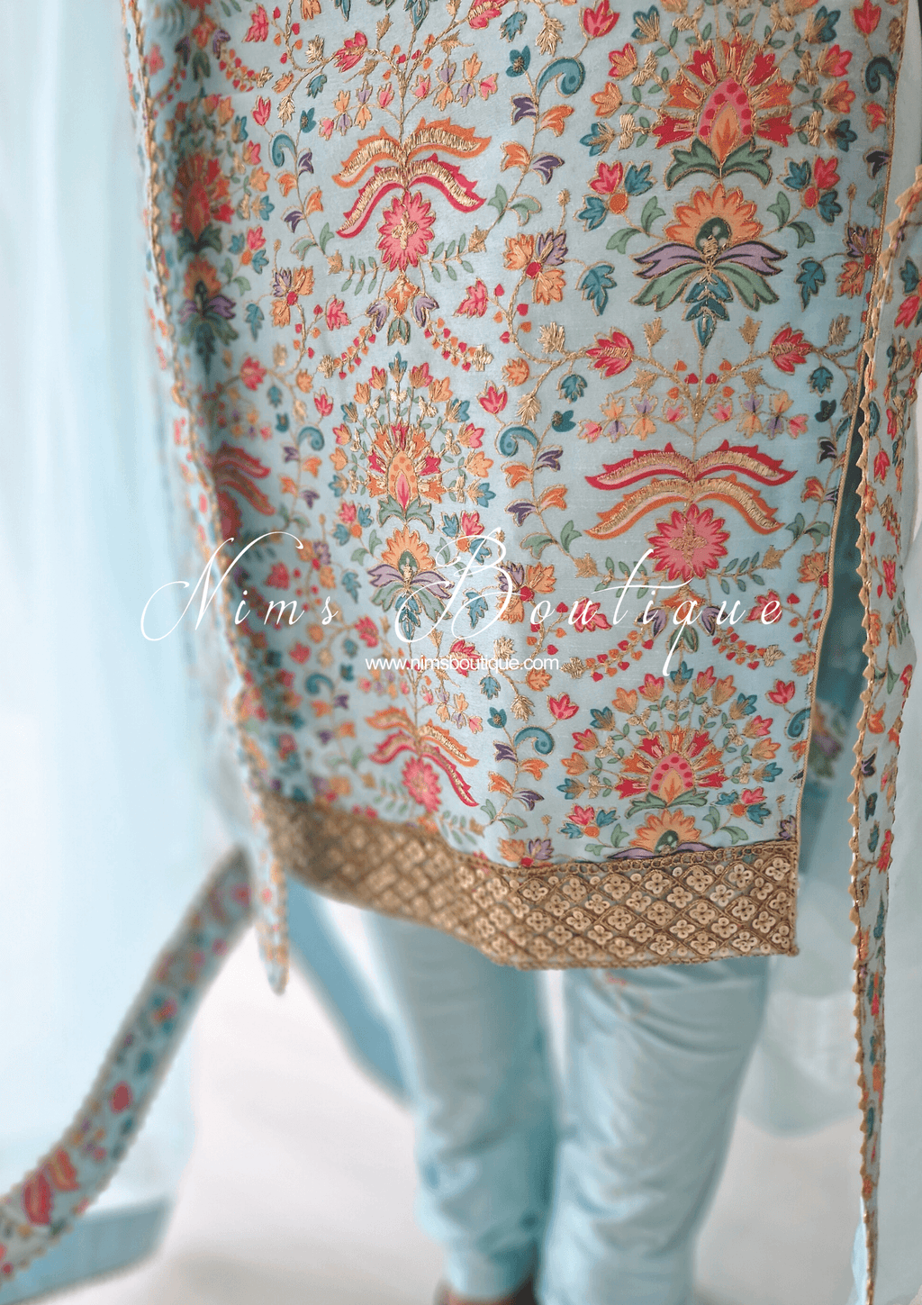 Nims Boutique One Shoulder Mia Light Blue & Multicolour Pajami Suit sizes 4-16