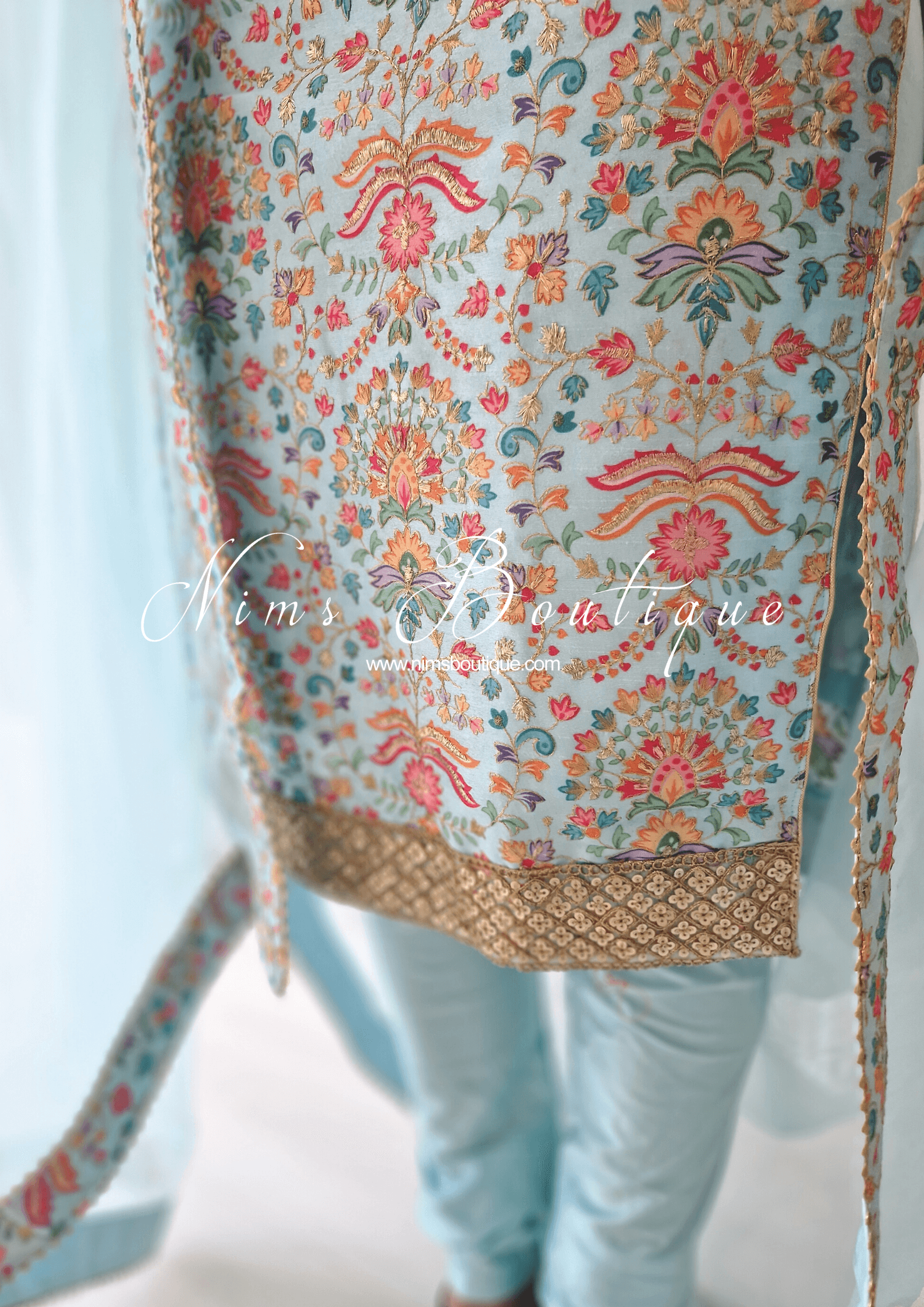 Nims Boutique One Shoulder Mia Light Blue & Multicolour Pajami Suit sizes 4-16