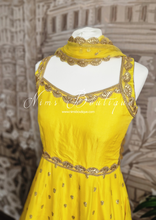 Nims Boutique The NB Luxury Yellow Silk Anarkali with Pajami size 8-12