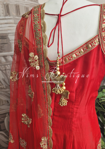 Sleeveless Red Silk Pajami Suit (sizes 4 to 18)