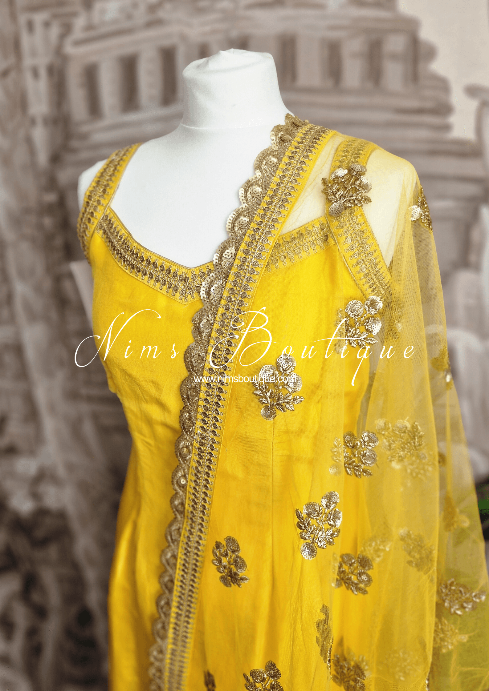 Nims Boutique The NB Classic Sleeveless Yellow Silk Pajami Suit sizes 4 to 22