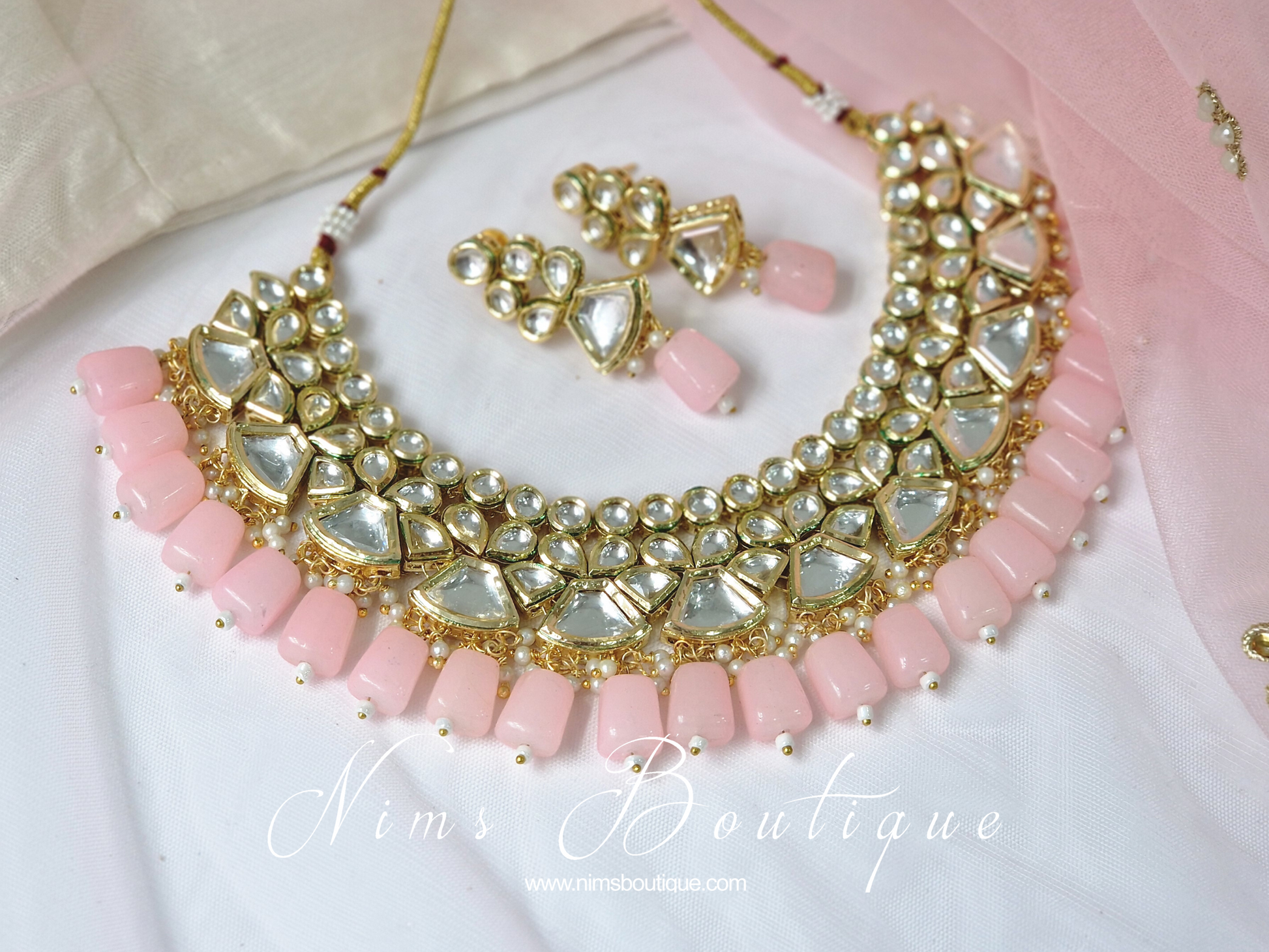 Nims Boutique Freya Pink Kundan Set